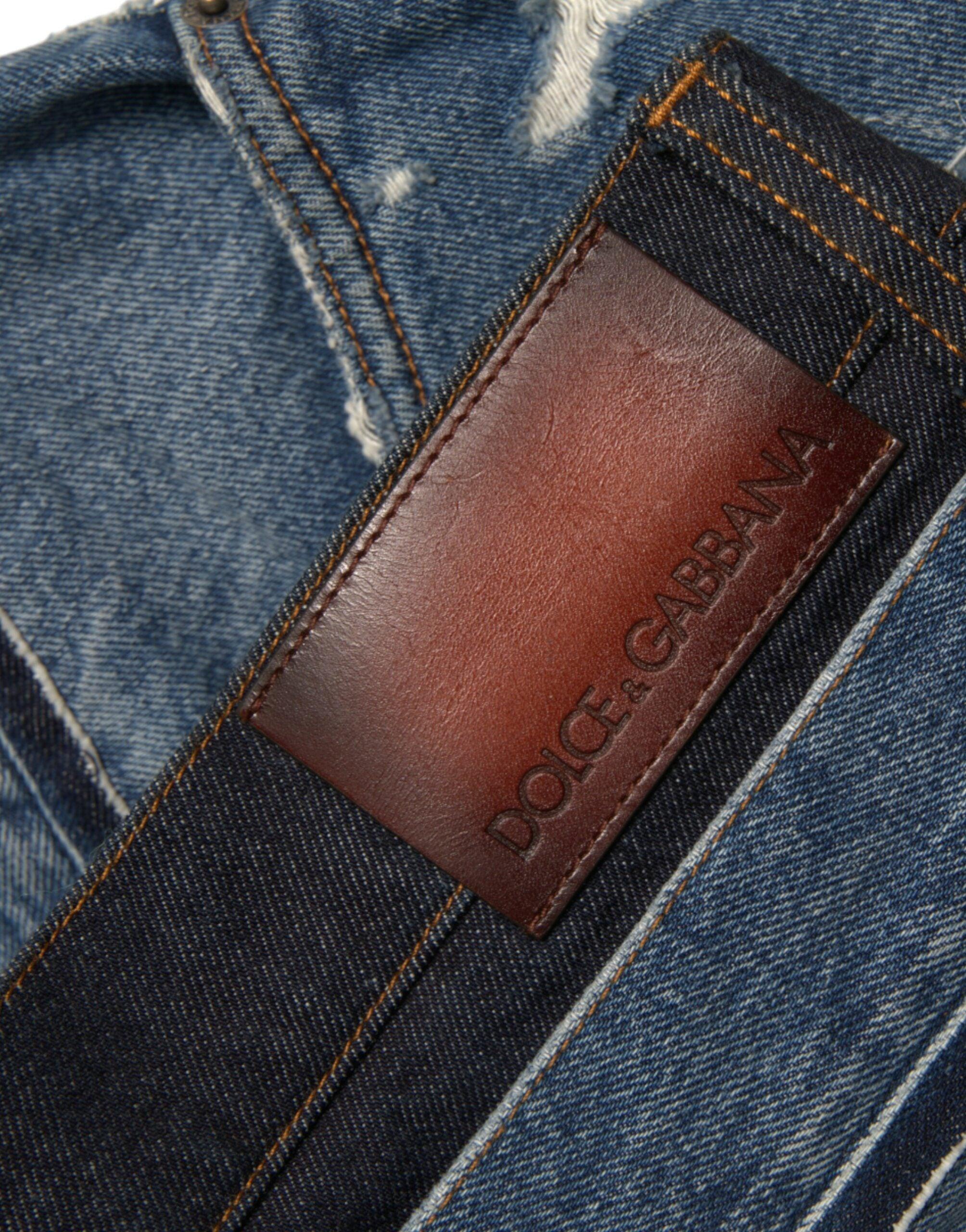 Dolce & Gabbana Blue Tattered Cotton Men Denim Jeans - Image 6