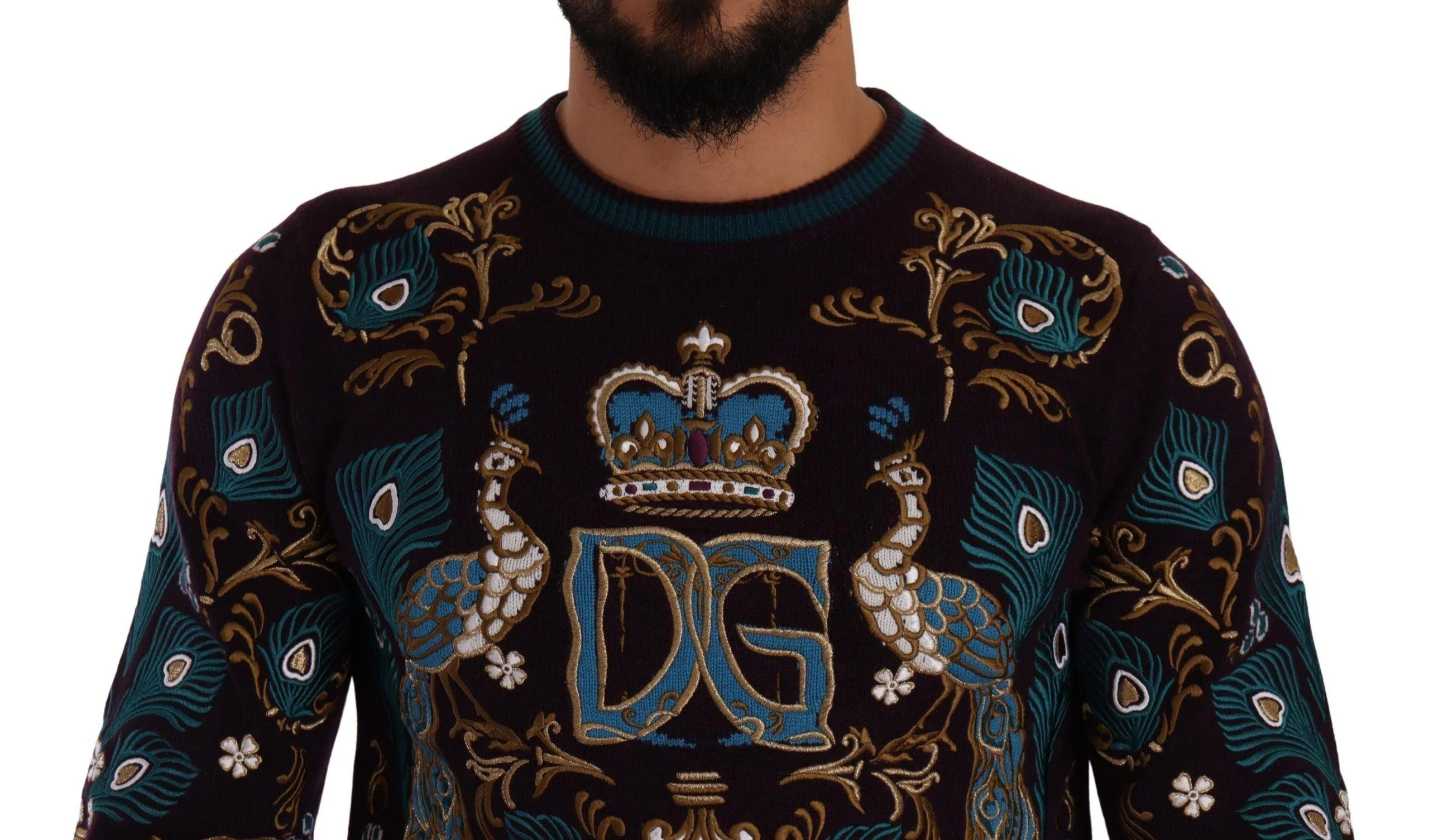 Dolce & Gabbana Bordeaux Cashmere DG Crown Embroidered Sweater - Image 4