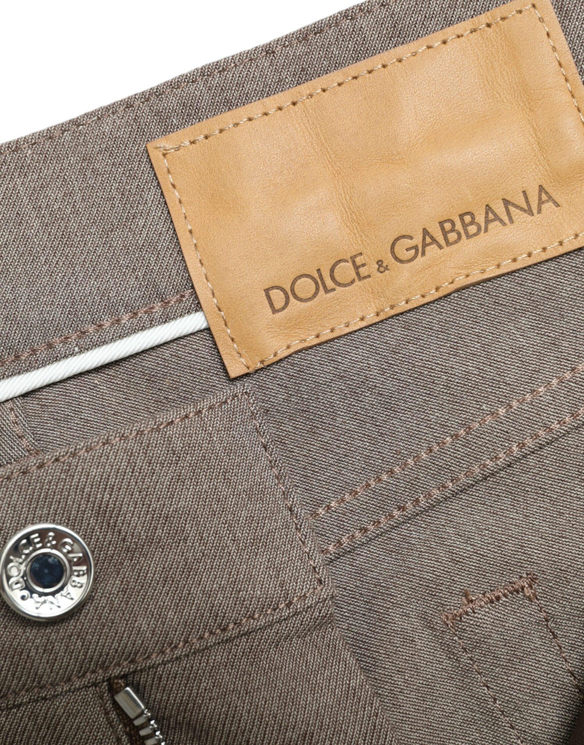 Dolce & Gabbana Brown Cotton Stretch Skinny Men Pants - Image 6