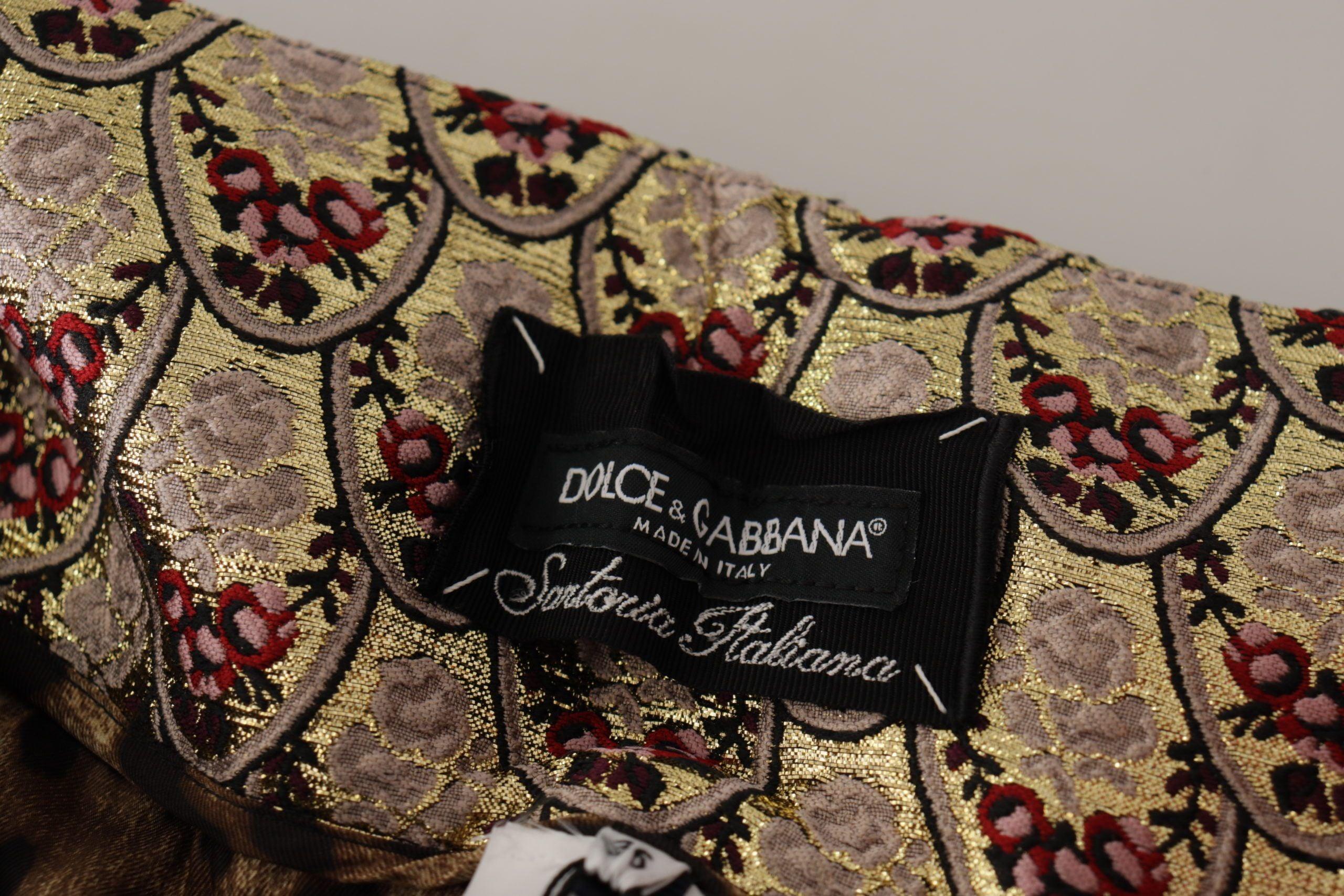 Dolce & Gabbana Brown Leopard Gold Jacquard High Waist Pants - Image 6