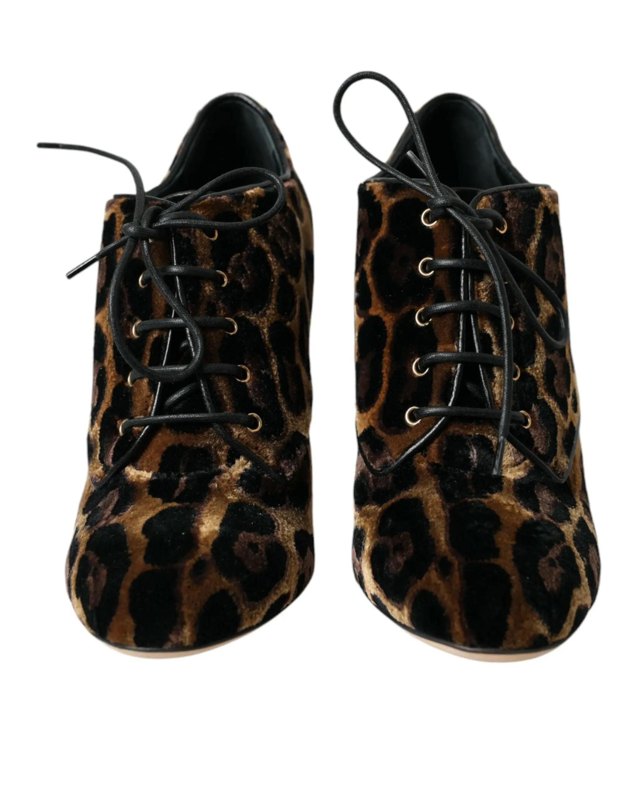 Dolce & Gabbana Brown Leopard Hair Lace Up Booties Shoes - Image 2