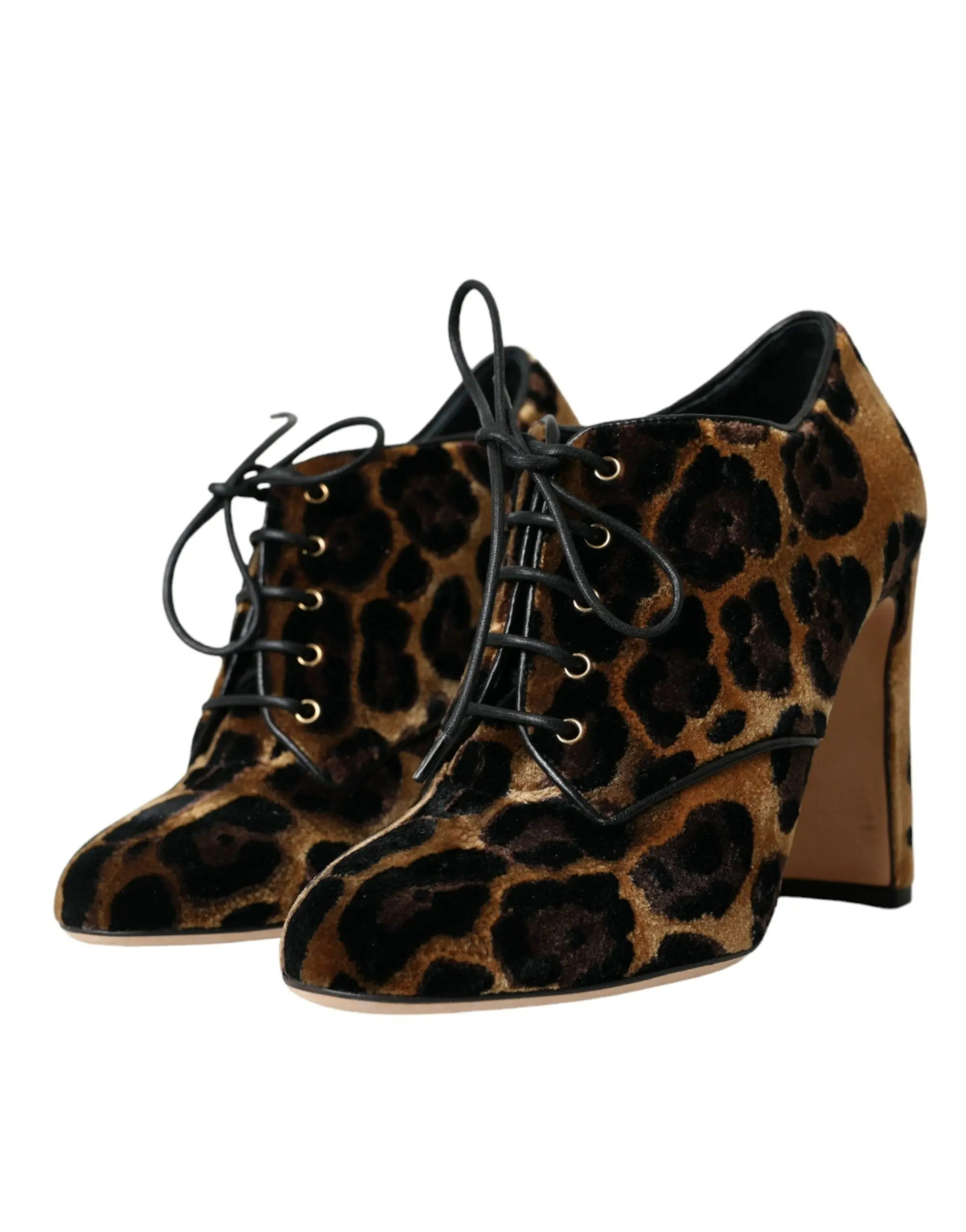 Dolce & Gabbana Brown Leopard Hair Lace Up Booties Shoes - Image 3
