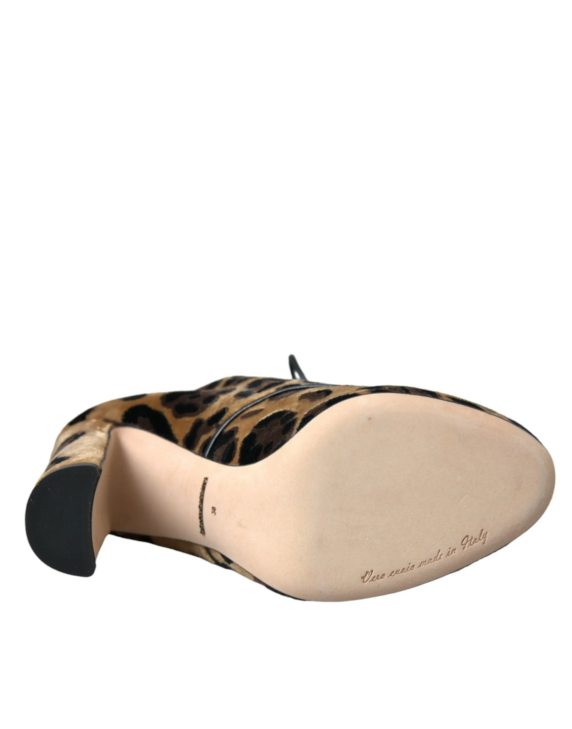 Dolce & Gabbana Brown Leopard Hair Lace Up Booties Shoes - Image 6