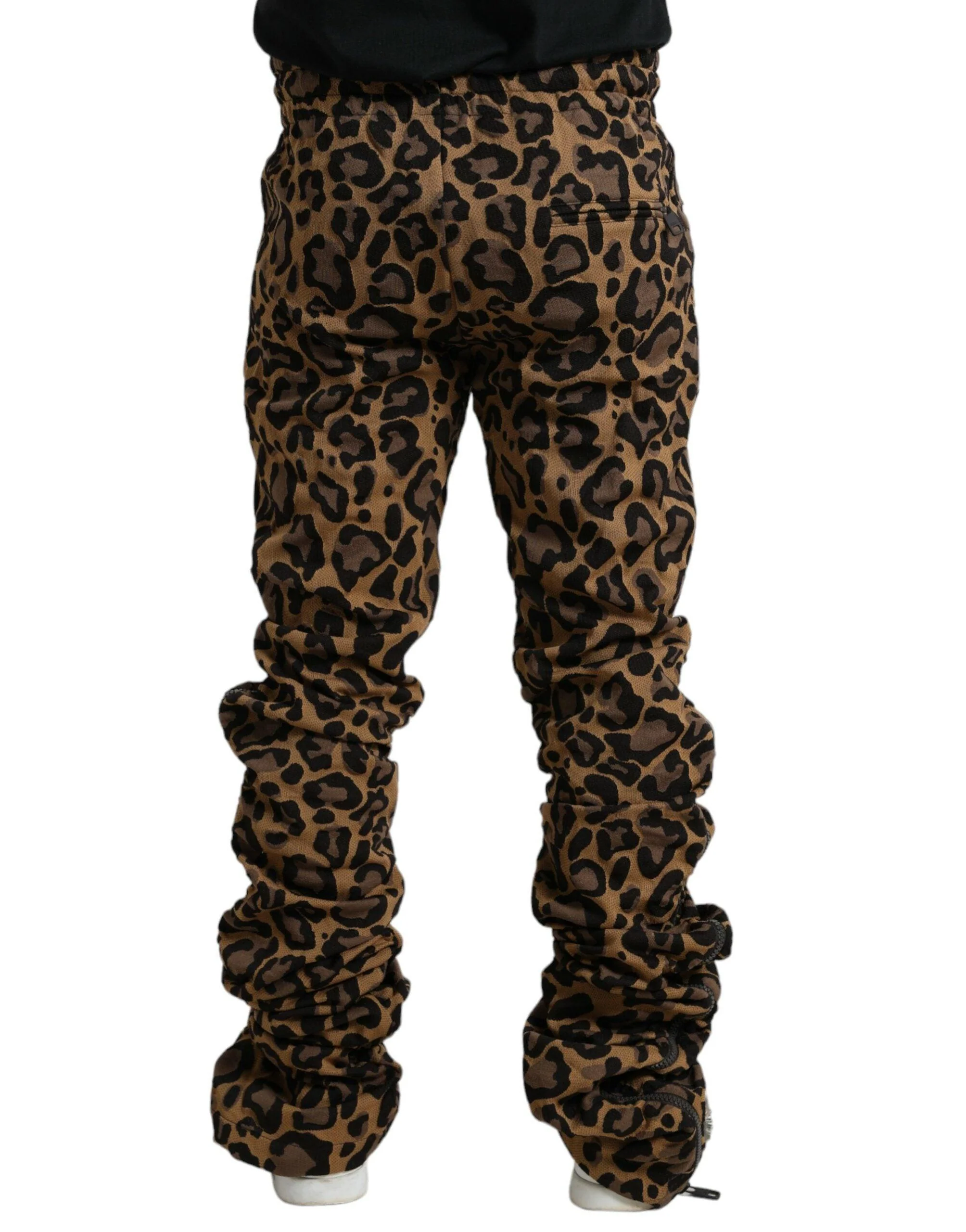 Dolce & Gabbana Brown Leopard Jacquard Jogger Pants - Image 3