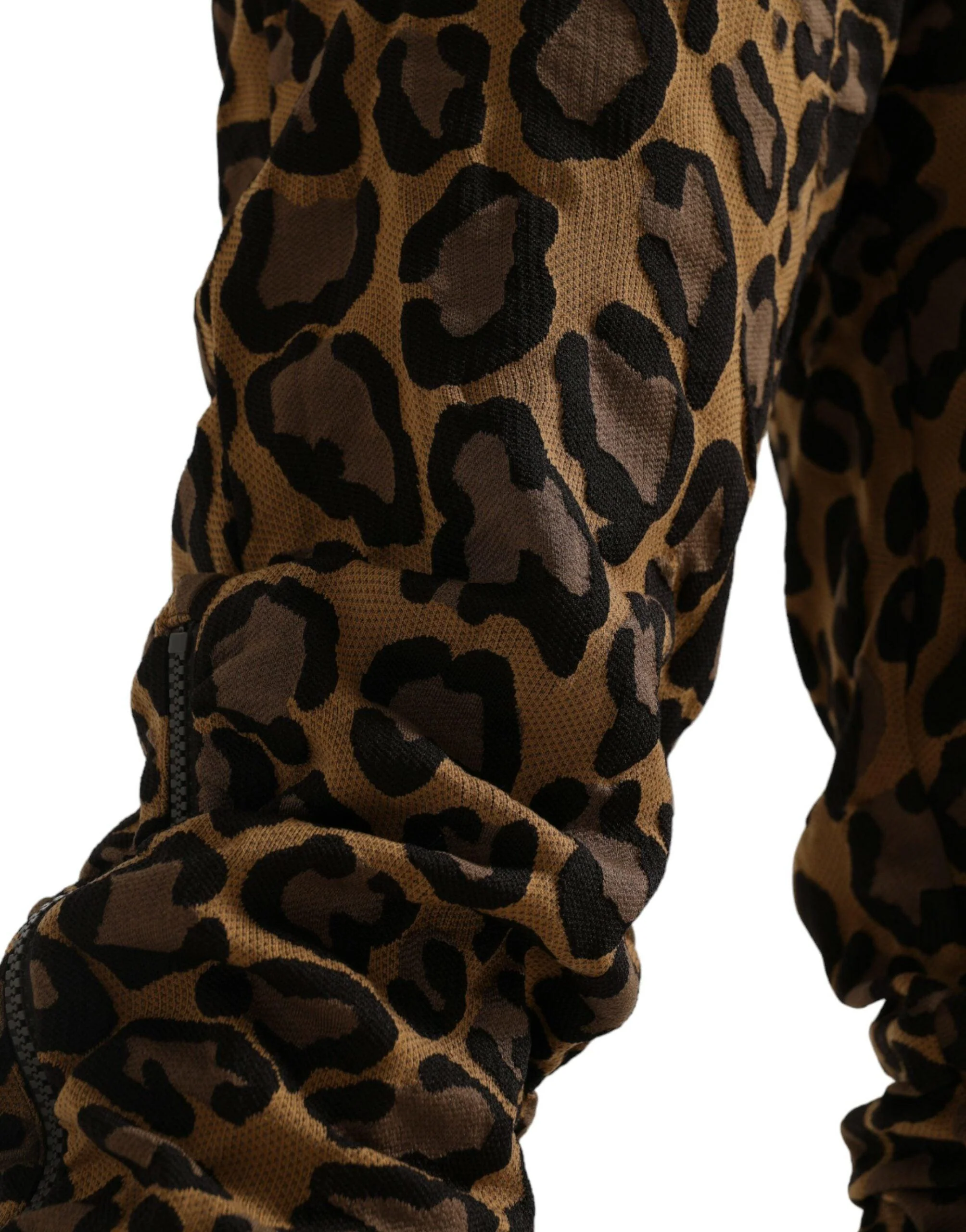 Dolce & Gabbana Brown Leopard Jacquard Jogger Pants - Image 4