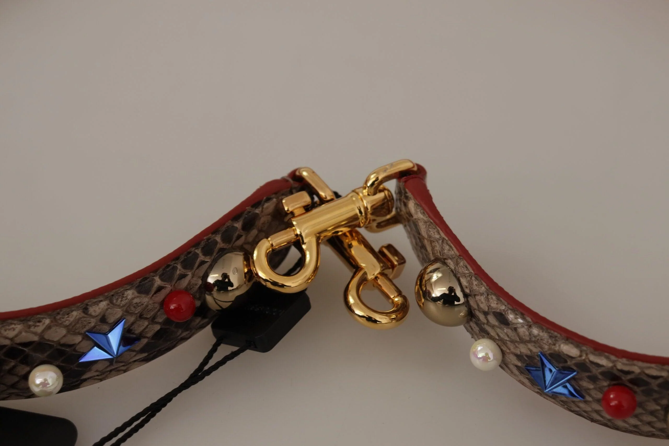 Dolce & Gabbana Brown Python Leather Studded Shoulder Strap - Image 5