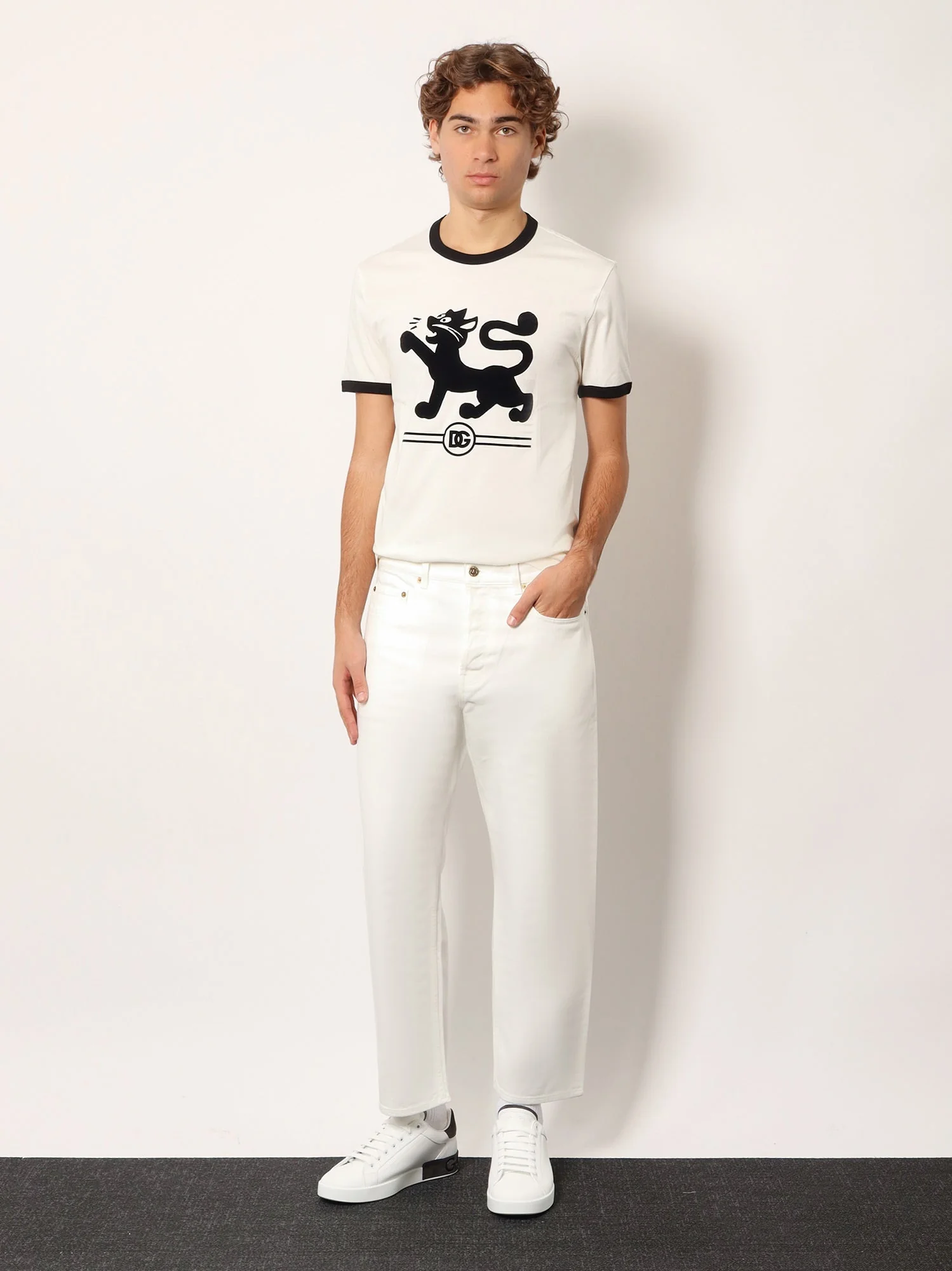 Dolce & Gabbana Cotton T-Shirt With Flocked Print - Image 2