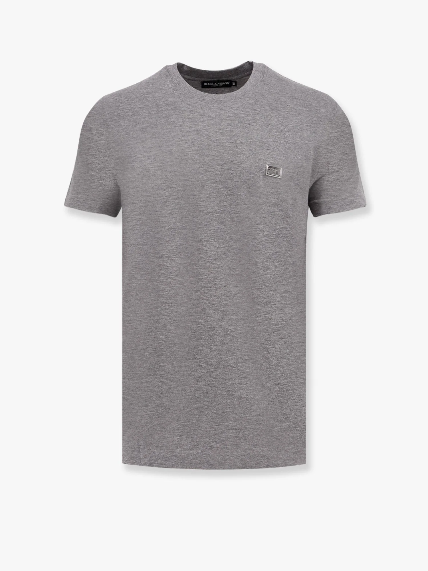Dolce & Gabbana Cotton T-Shirt With Metal Logo Detail