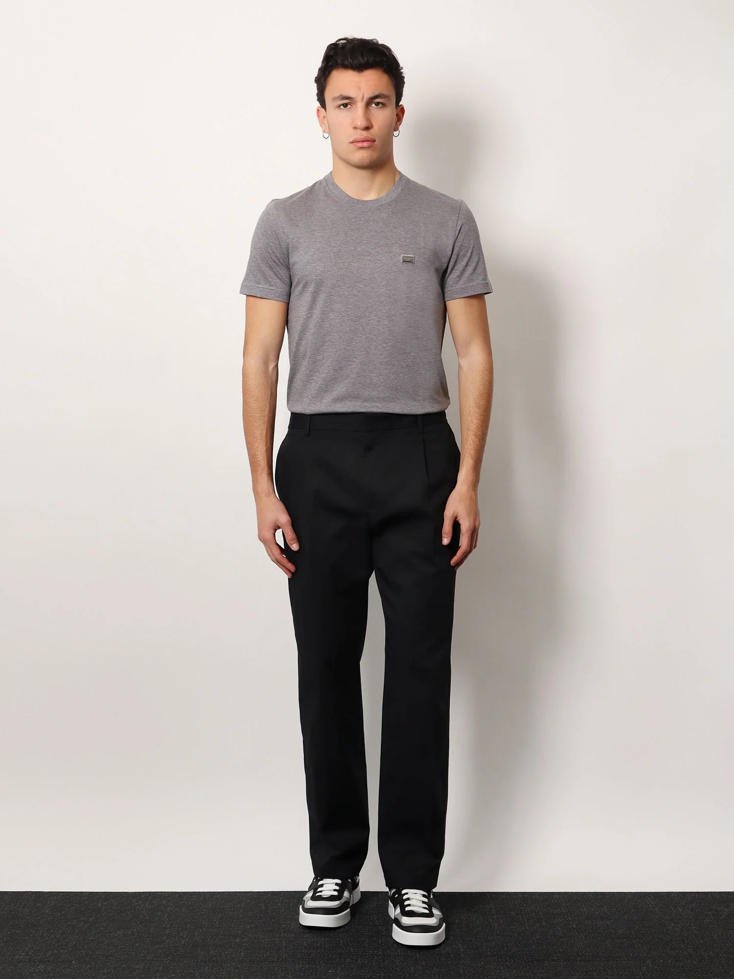 Dolce & Gabbana Cotton T-Shirt With Metal Logo Detail - Image 2