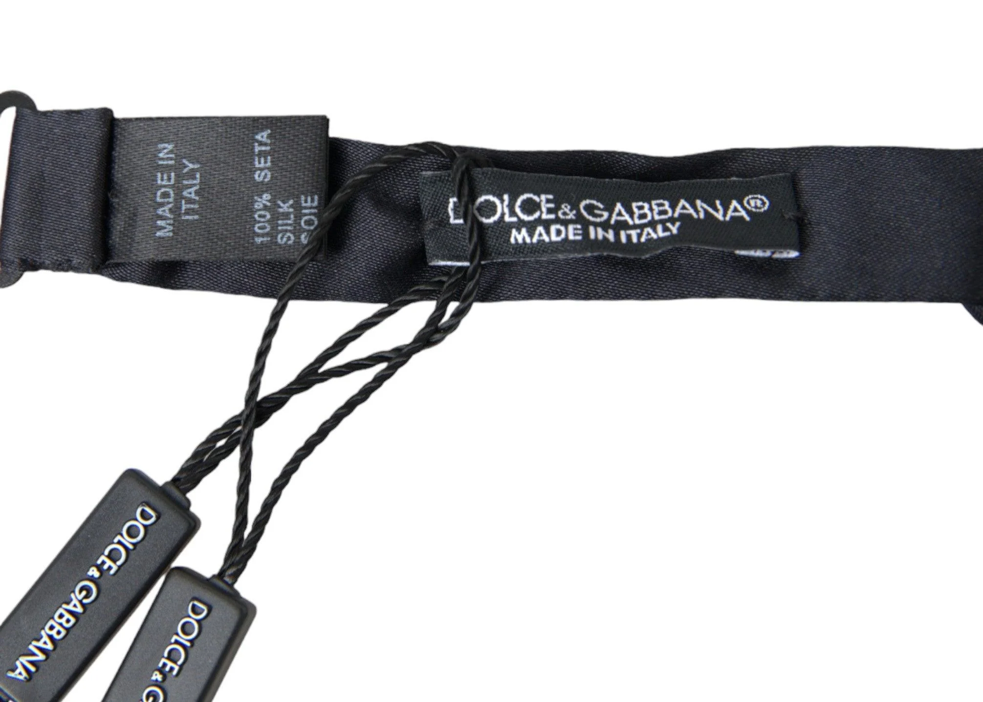 Dolce & Gabbana Dark Blue Silk Satin Adjustable Neck Men Papillon Bow Tie - Image 2