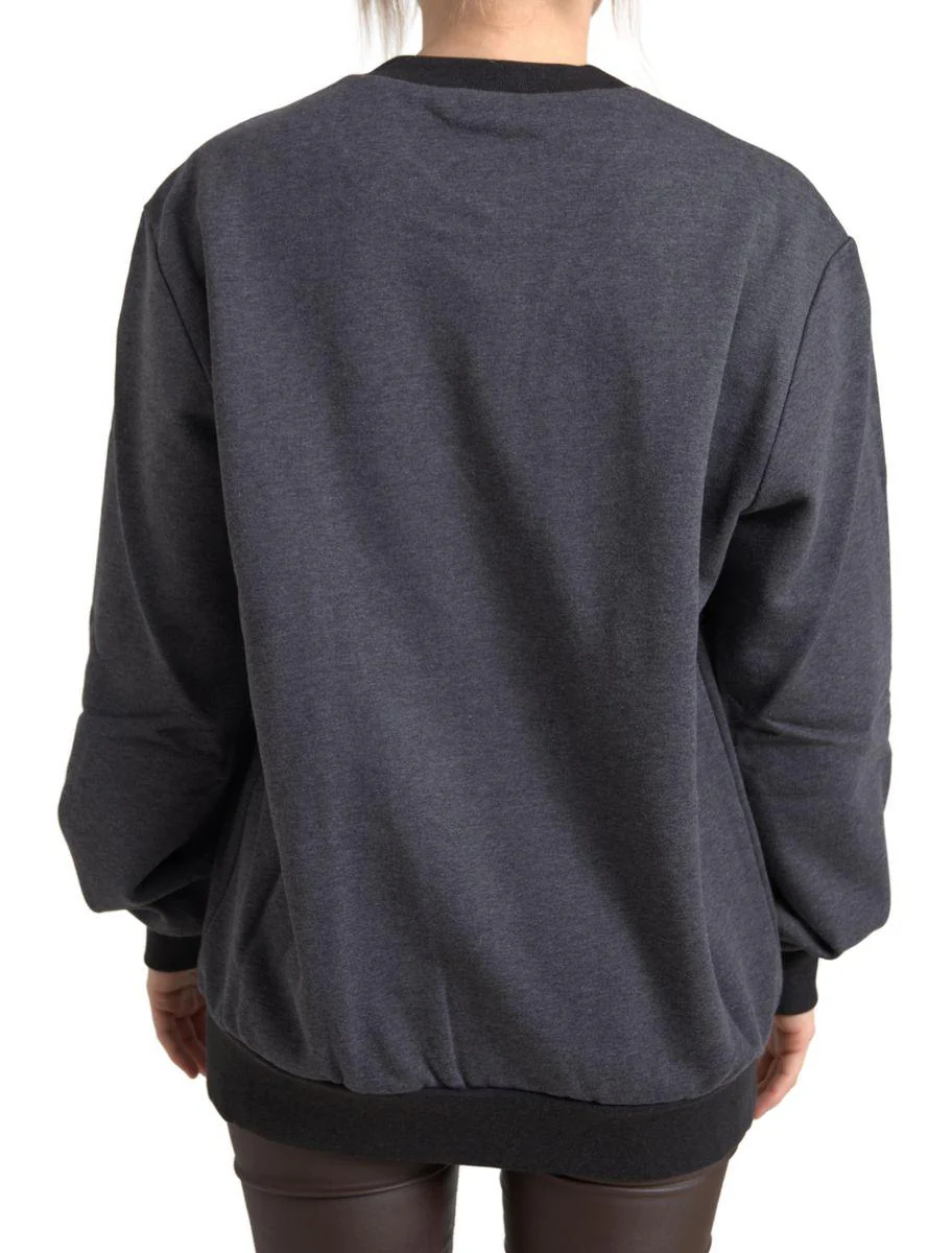Dolce & Gabbana Dark Gray Cotton Crew Neck Pullover Sweater - Image 3