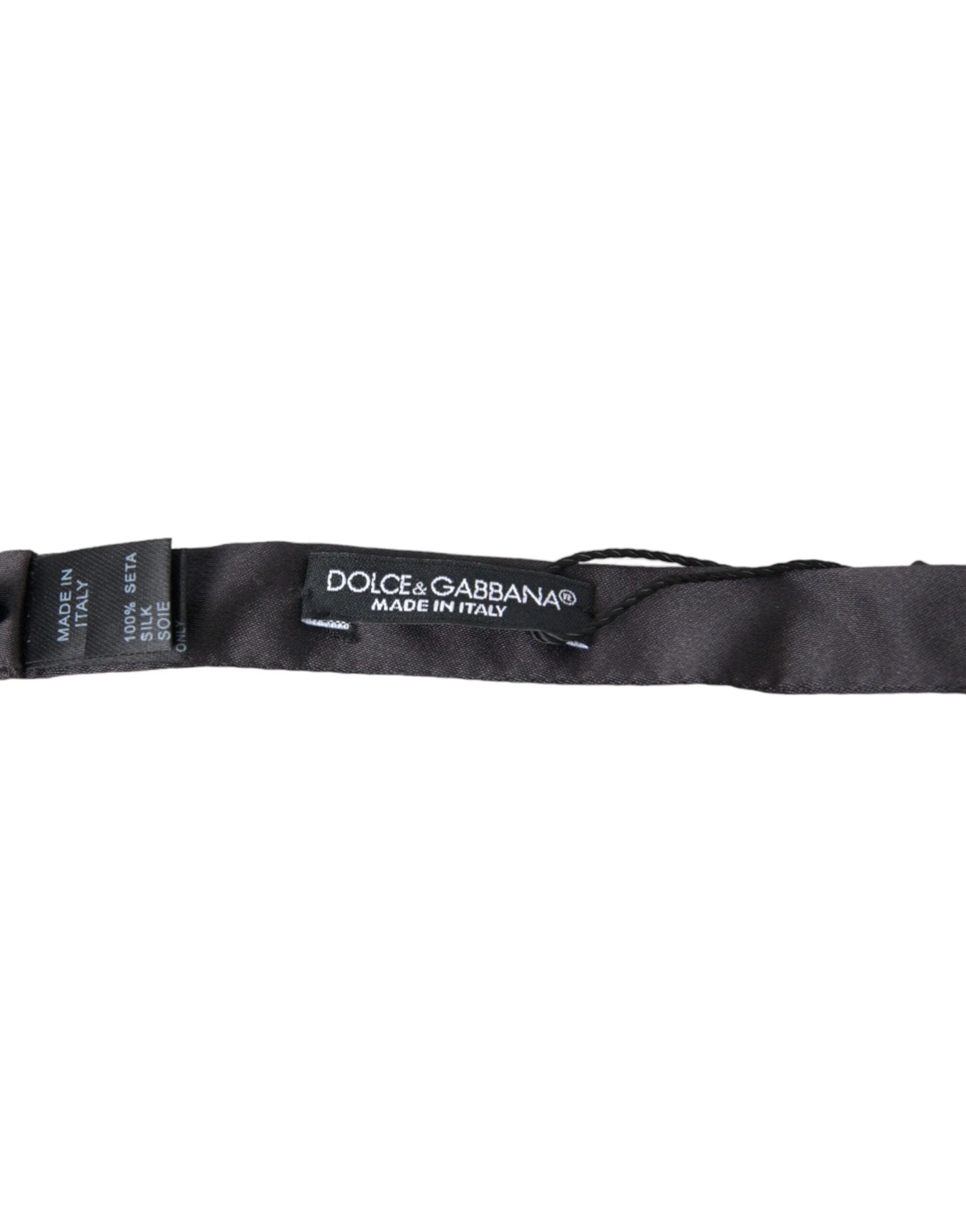 Dolce & Gabbana Dark Gray Silk Adjustable Neck Men Papillon Bow Tie - Image 3