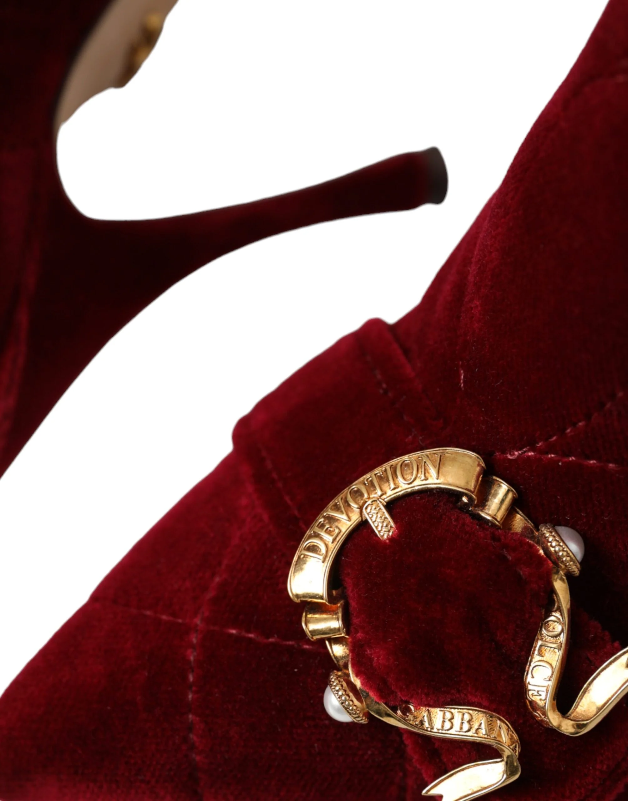 Dolce & Gabbana Dark Red Velvet Devotion Buckle Boots Shoes - Image 7