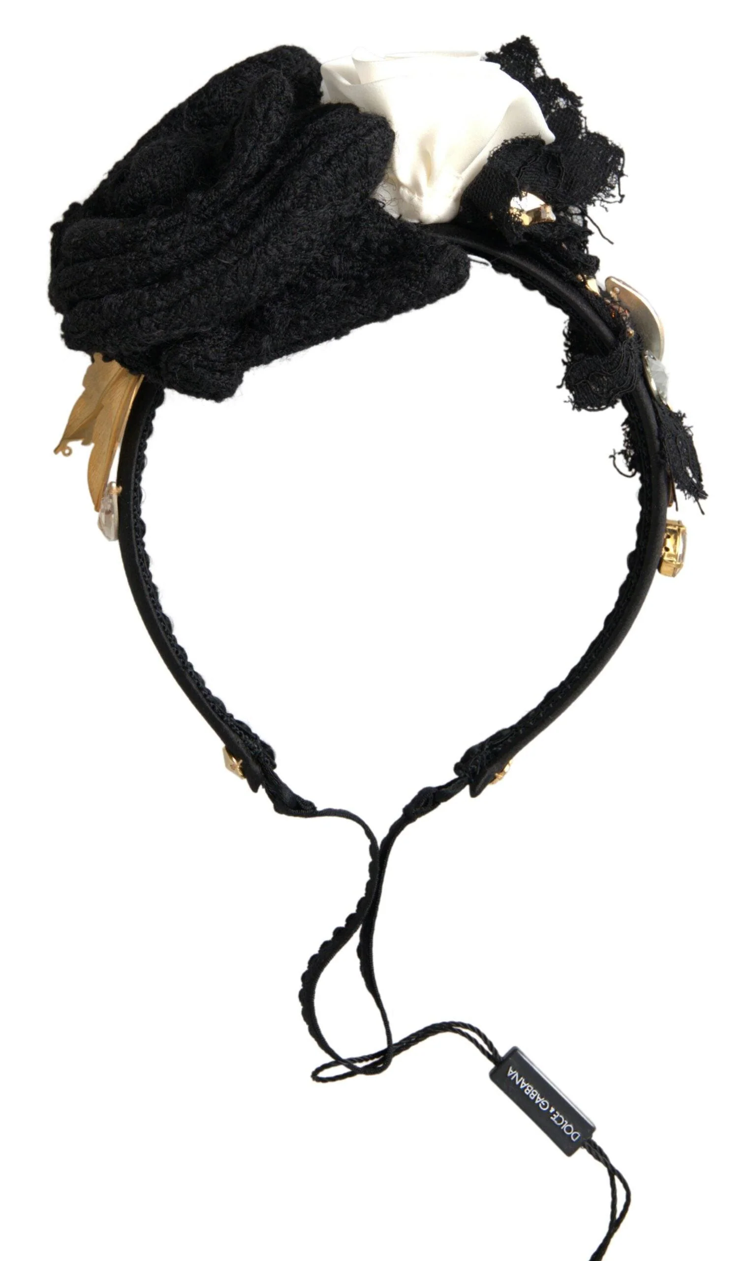 Dolce & Gabbana Diadem Headband Tiara White Rose Crystal Hair Gold - Image 8