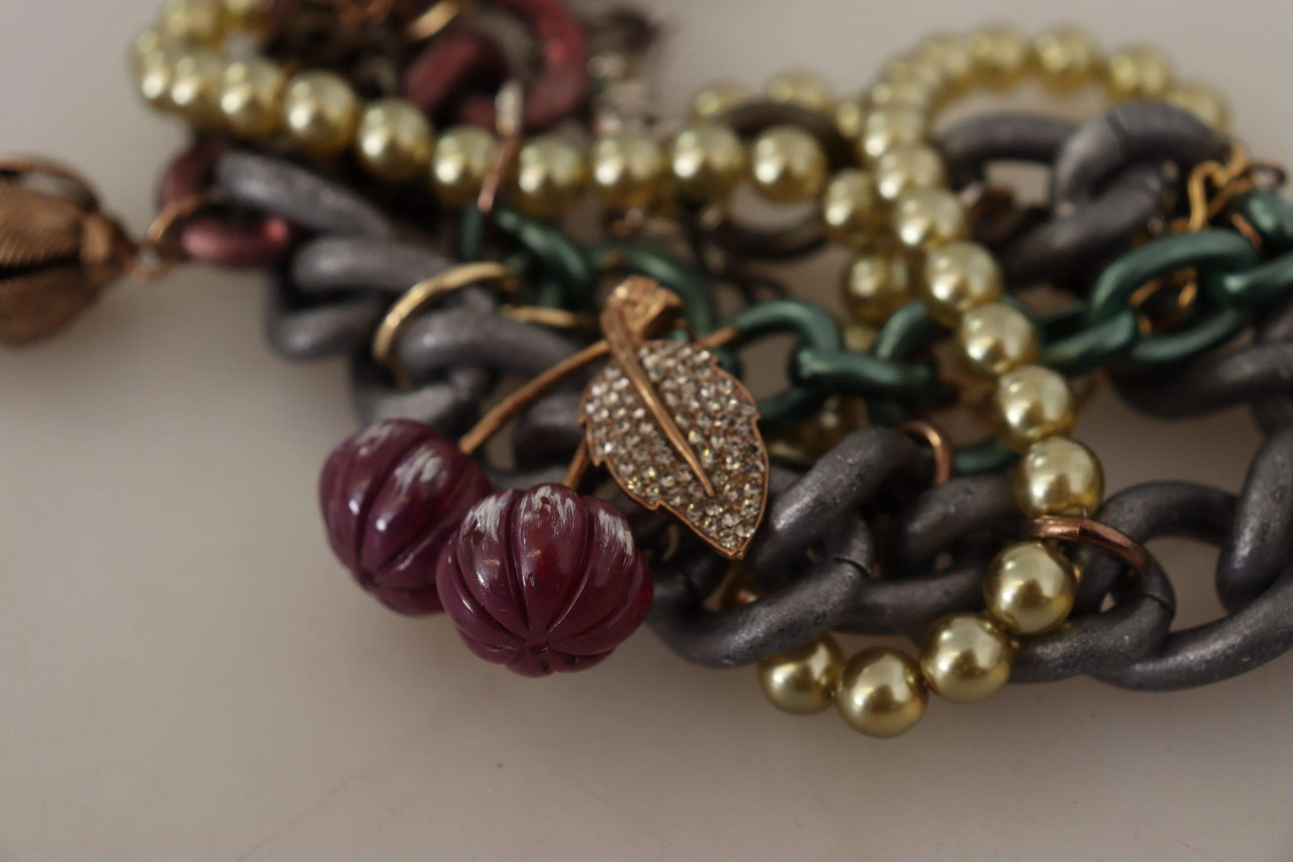 Dolce & Gabbana Gold Brass Sicily Floral Crystal Statement Necklace - Image 7