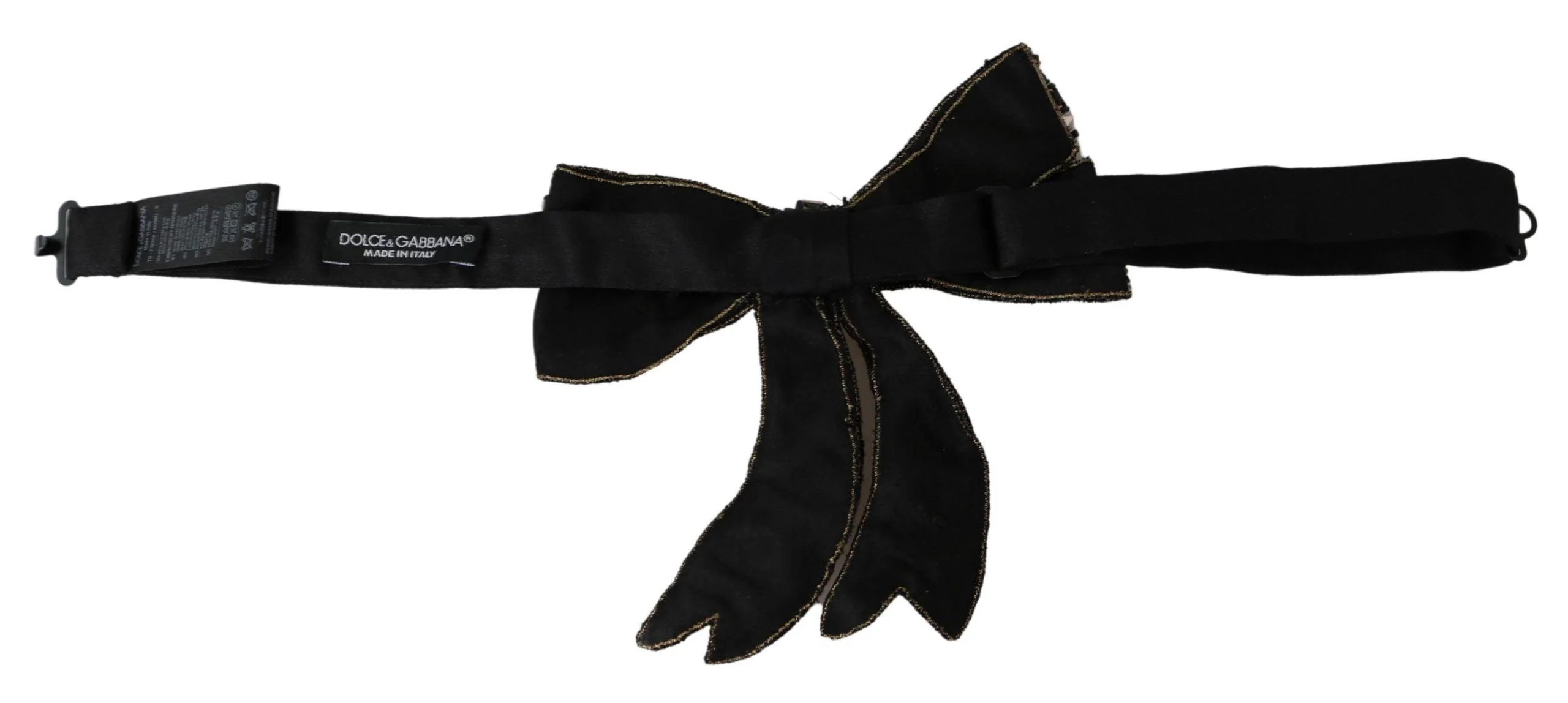 Dolce & Gabbana Gold Tone Silk Rhinestone Embellished Women Bowtie - Image 2