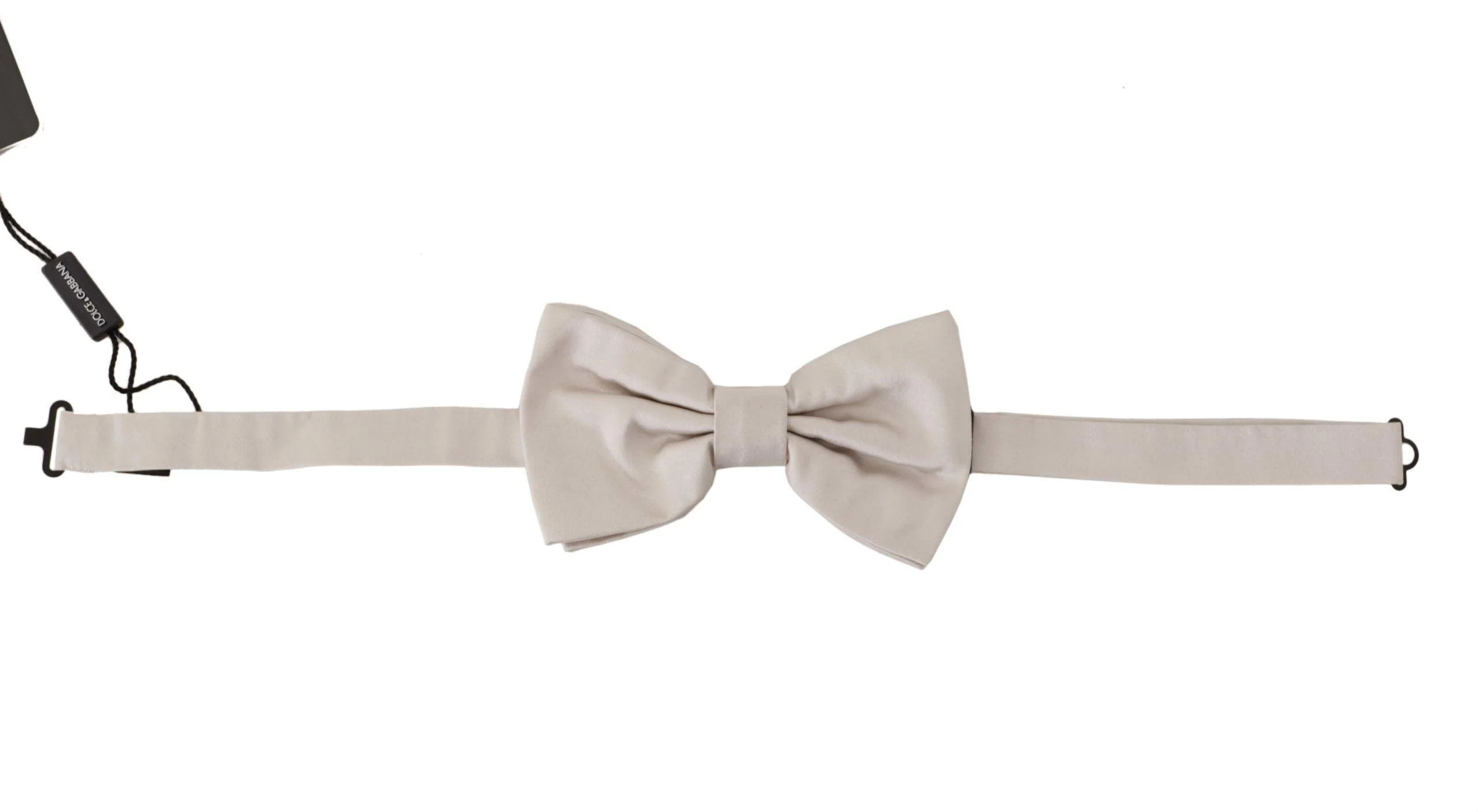 Dolce & Gabbana Gray 100% Silk Adjustable Neck Papillon Tie - Image 4