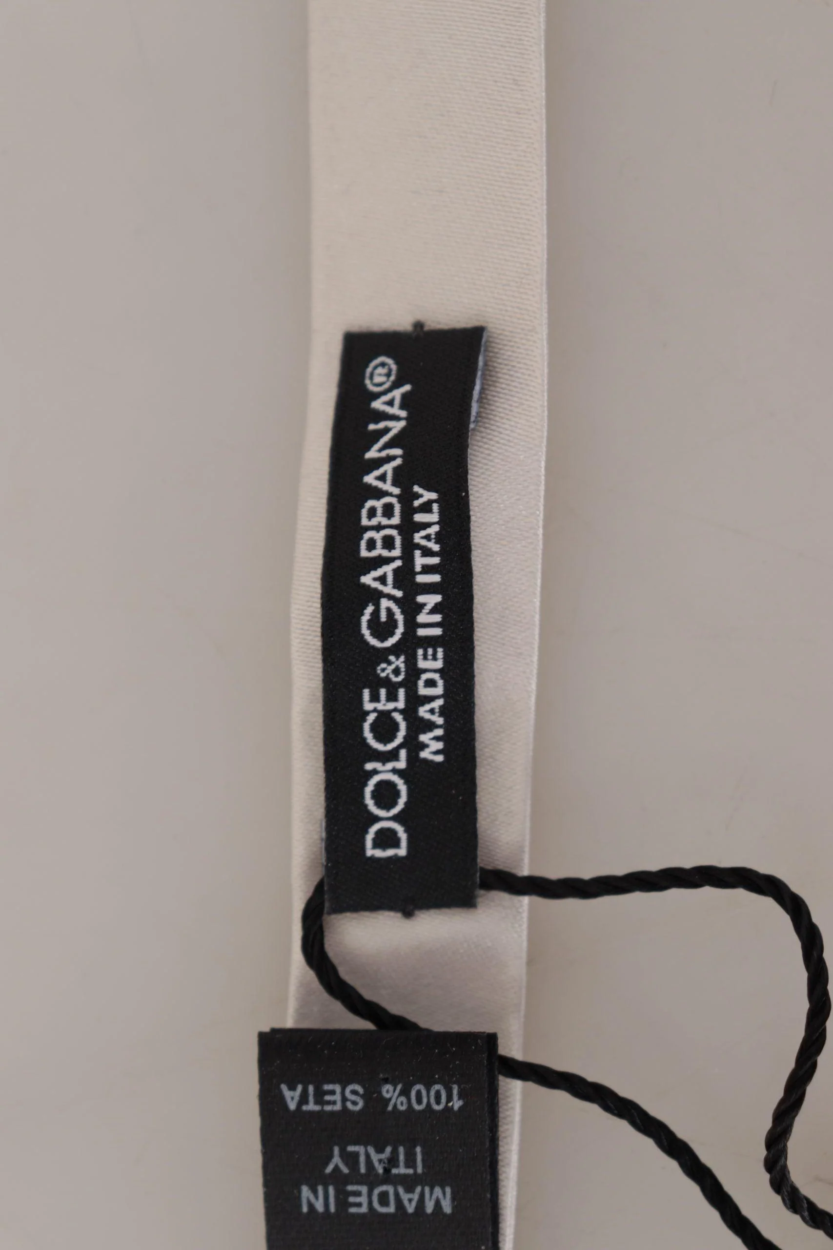 Dolce & Gabbana Gray 100% Silk Adjustable Neck Papillon Tie - Image 6