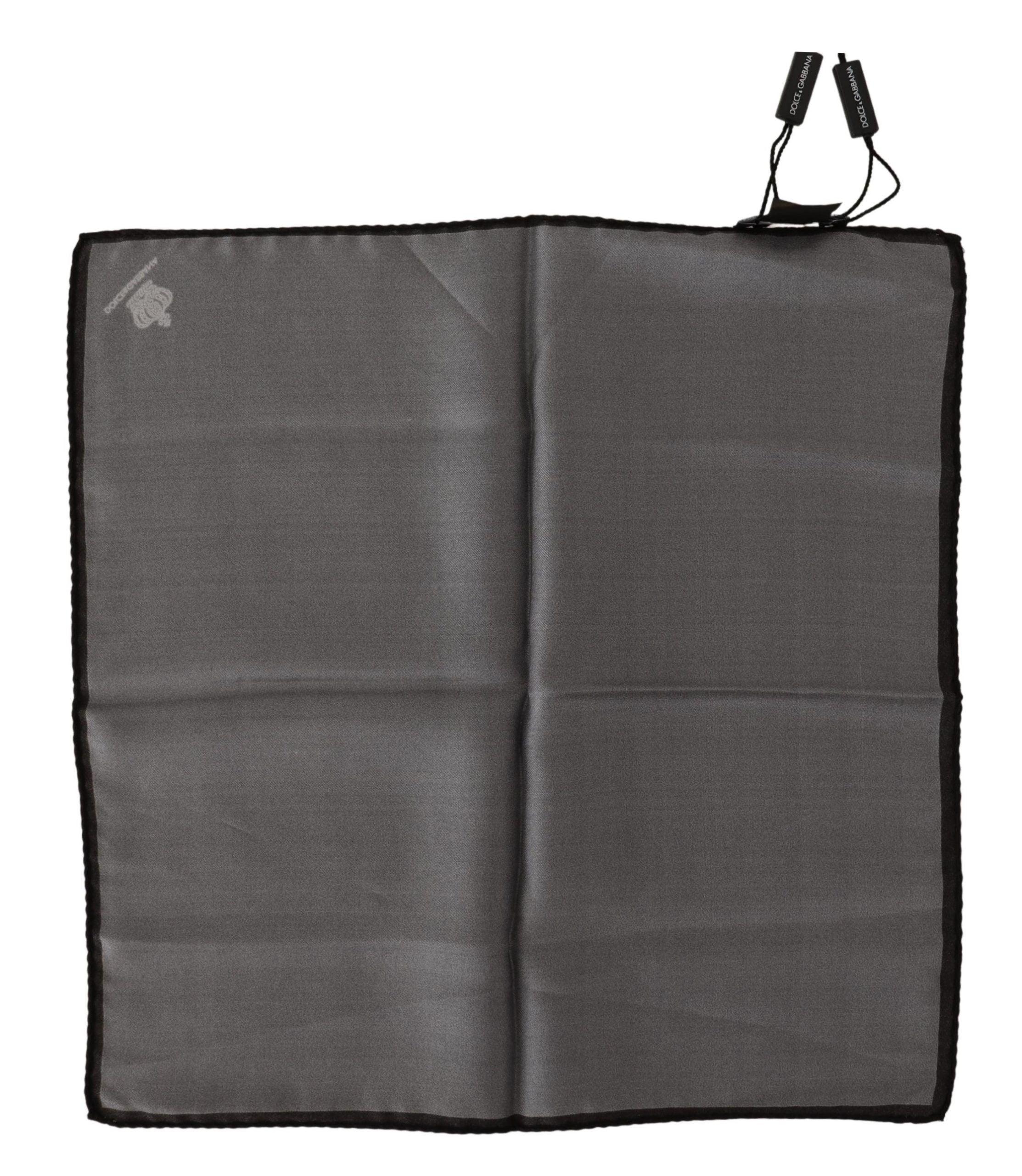 Dolce & Gabbana Gray 100% Silk Square Handkerchief Gray 100% Silk Square Handkerchief - Image 2