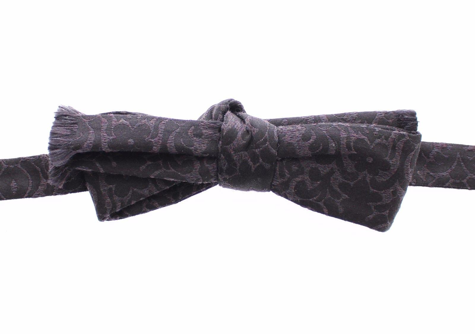 Dolce & Gabbana Gray Black Wool Bow Tie - Image 3