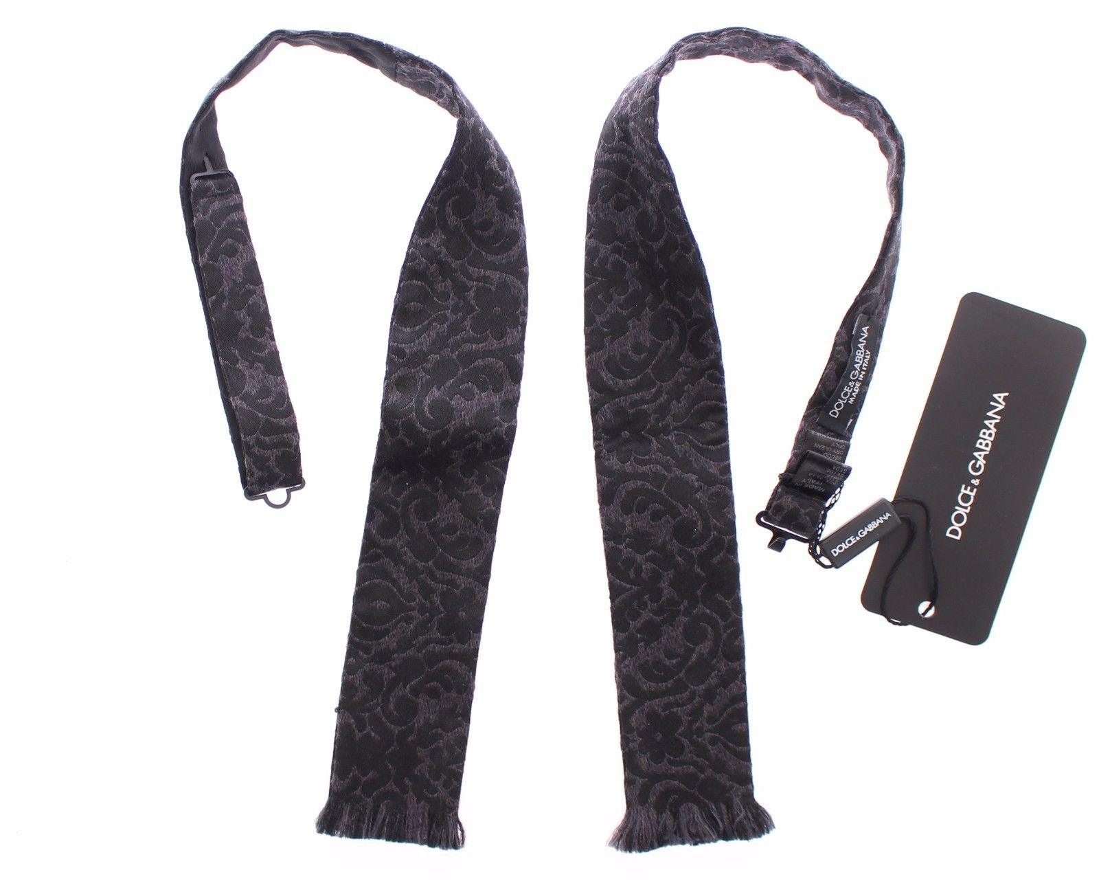 Dolce & Gabbana Gray Black Wool Bow Tie - Image 7