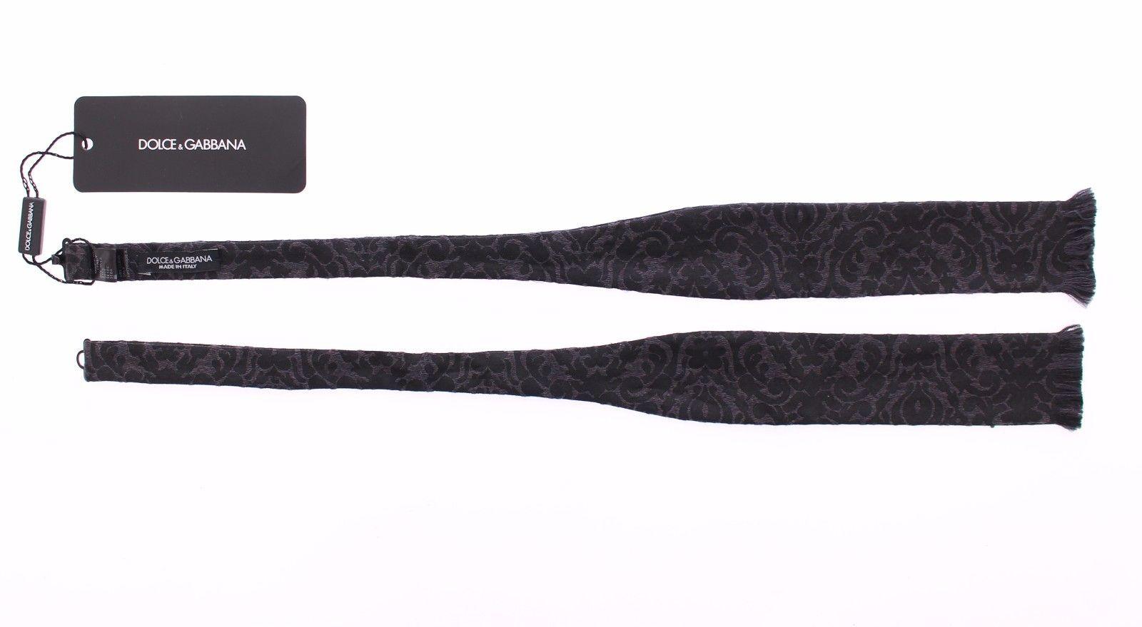 Dolce & Gabbana Gray Black Wool Bow Tie - Image 8
