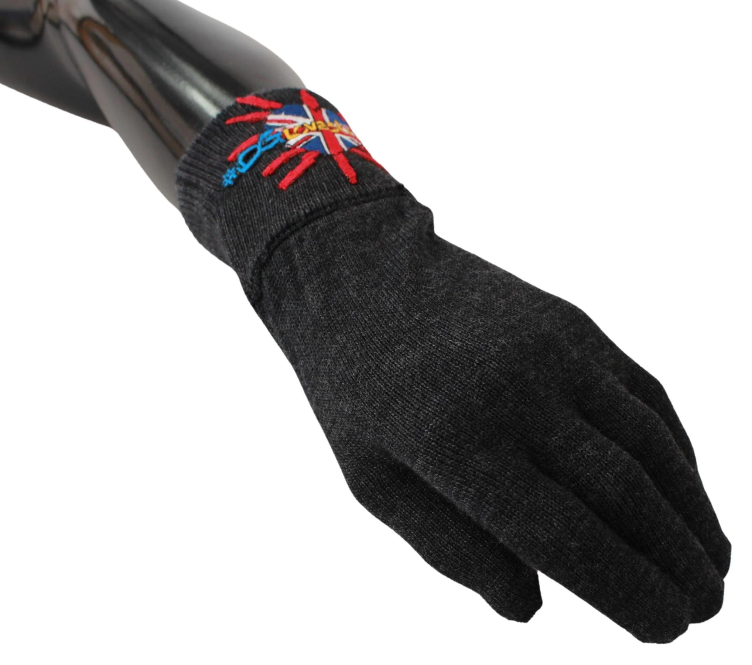 Dolce & Gabbana Gray #DGLovesLondon Embroidered Wool Gloves - Image 3