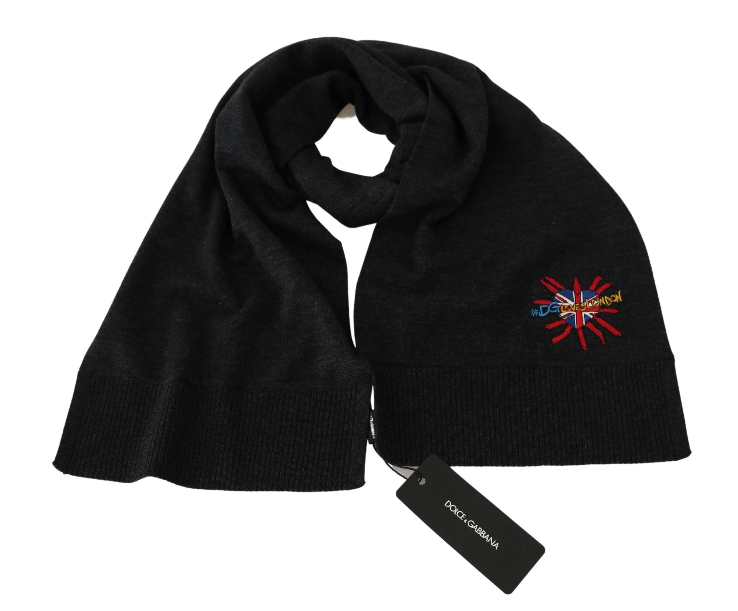Dolce & Gabbana Gray #DGLovesLondon Wrap Shawl Wool Scarf - Image 3