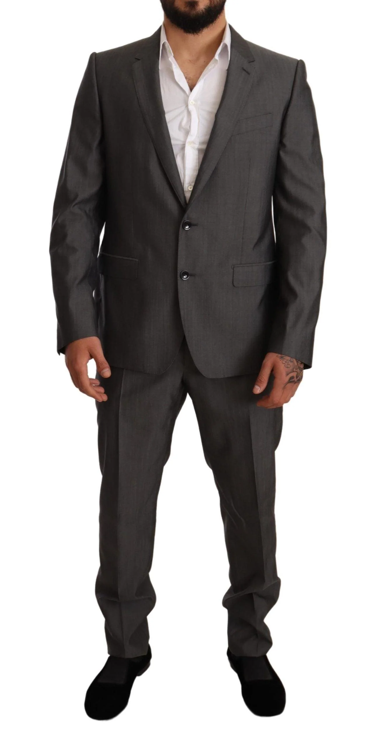 Dolce & Gabbana Gray Metallic MARTINI Slim Fit Set Suit - Image 3