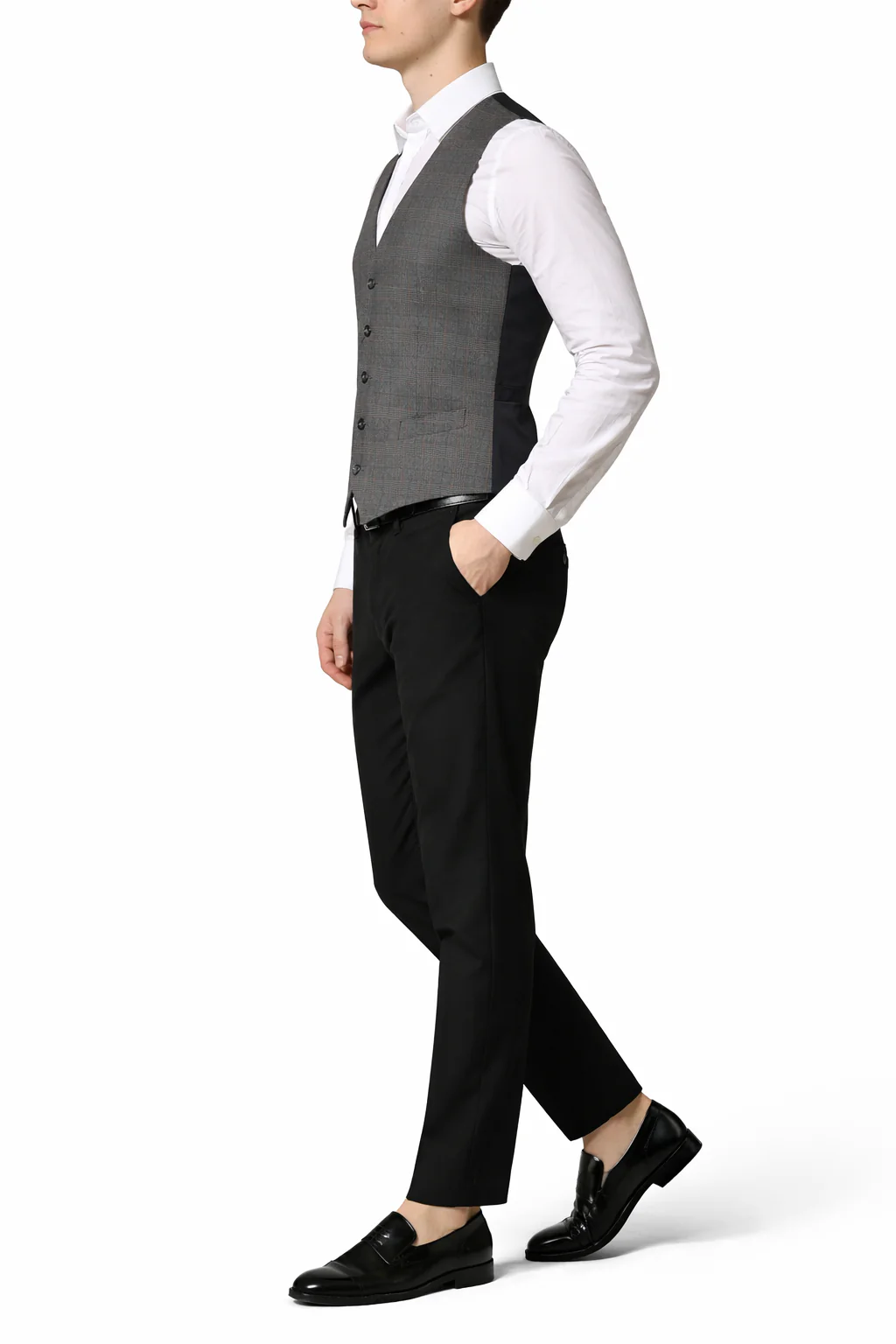 Dolce & Gabbana Gray Plaid Virgin Wool Formal Waistcoat Vest - Image 4