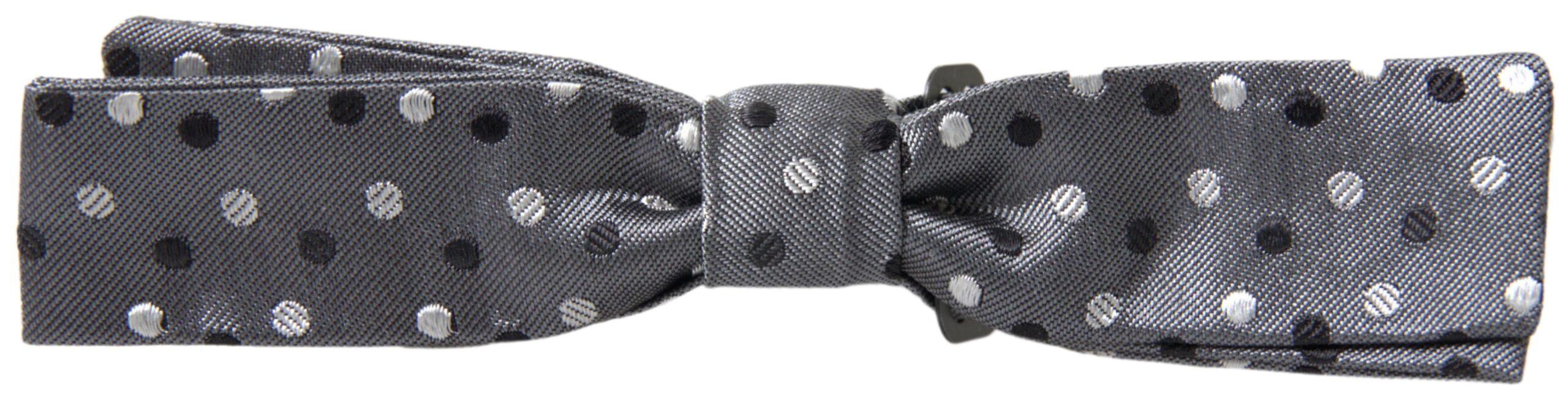 Dolce & Gabbana Gray Polka Dot Silk Adjustable Men Neck Papillon Bow Tie - Image 3