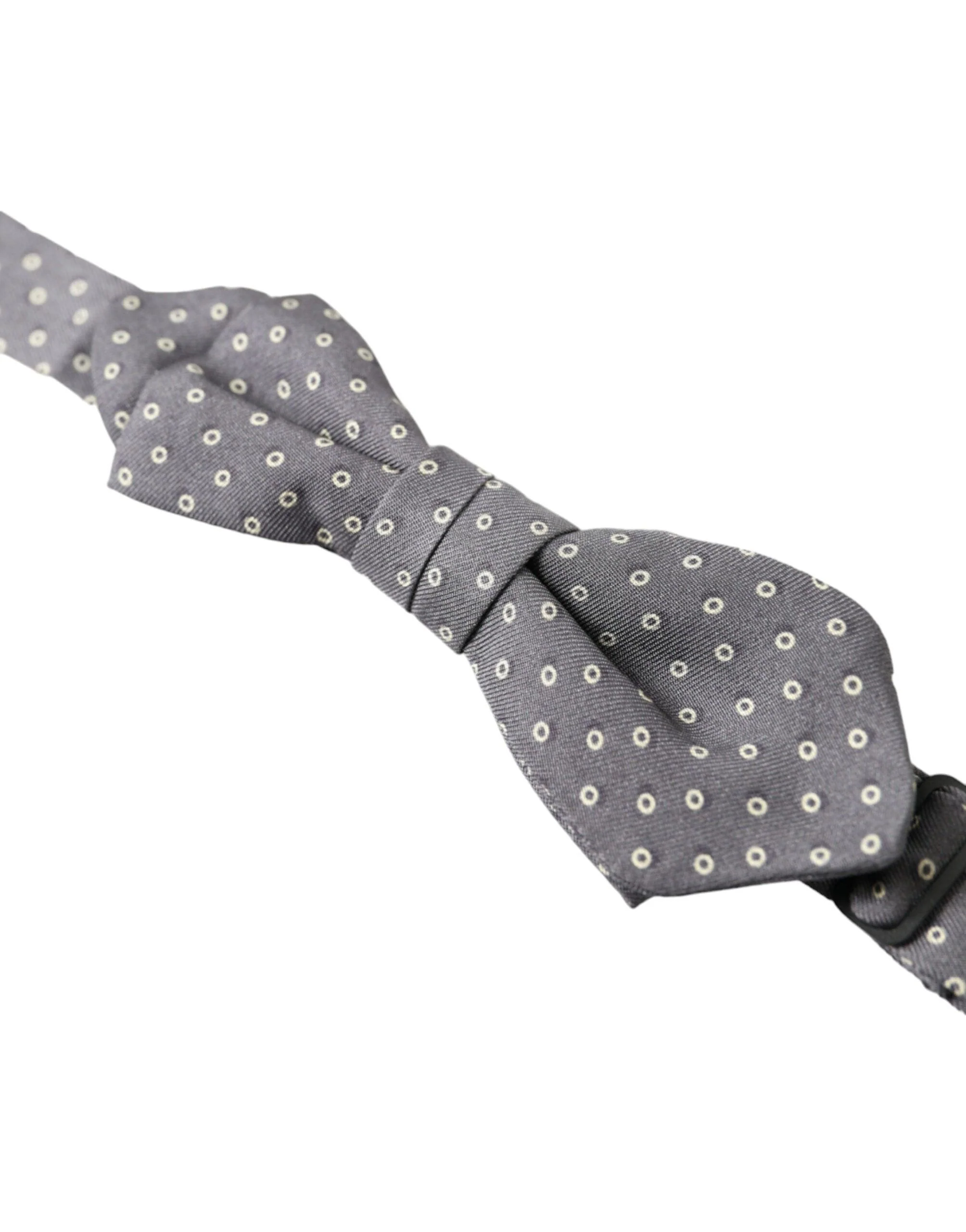 Dolce & Gabbana Gray Polka Dots Silk Adjustable Neck Papillon Bow Tie - Image 2
