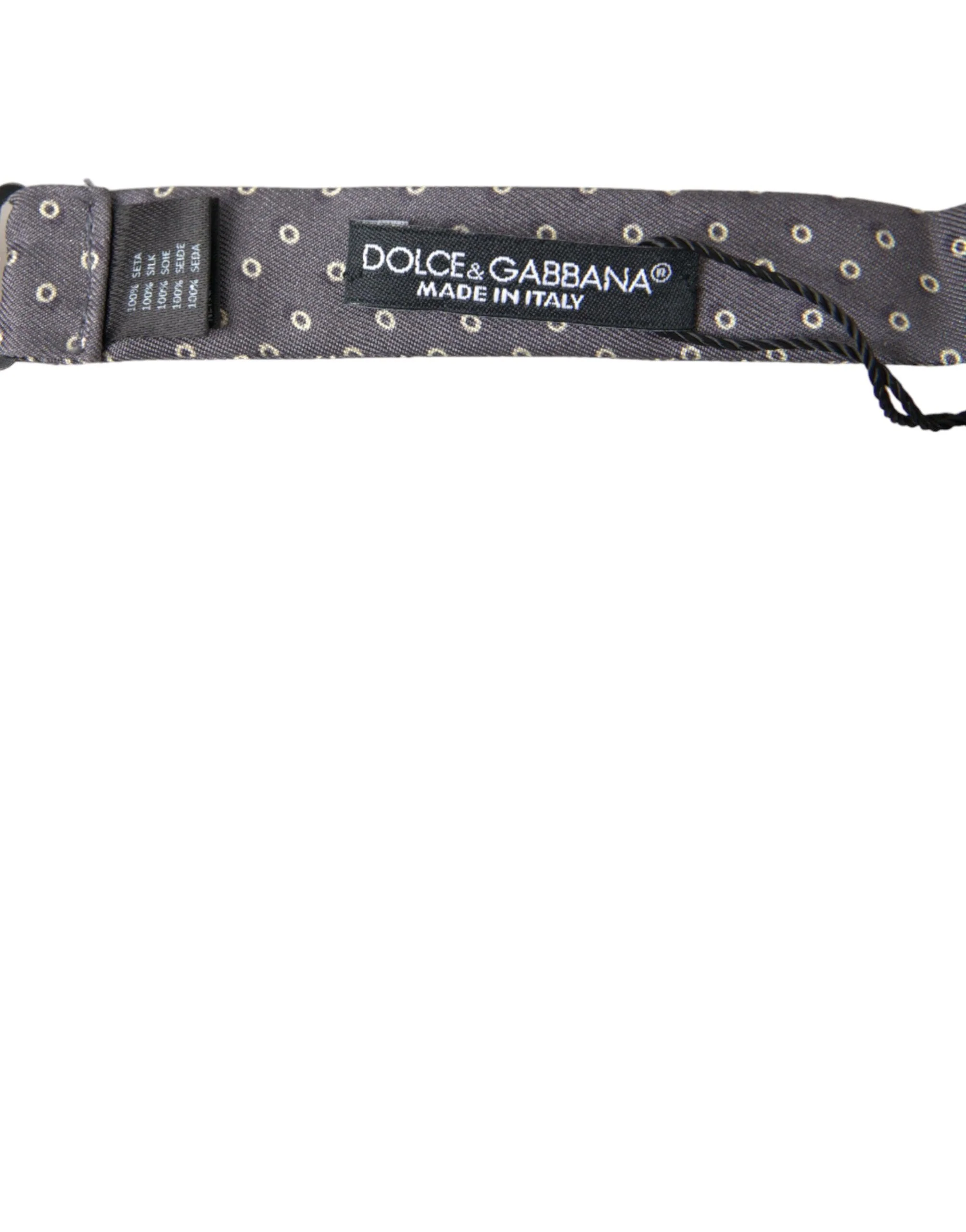 Dolce & Gabbana Gray Polka Dots Silk Adjustable Neck Papillon Bow Tie - Image 3