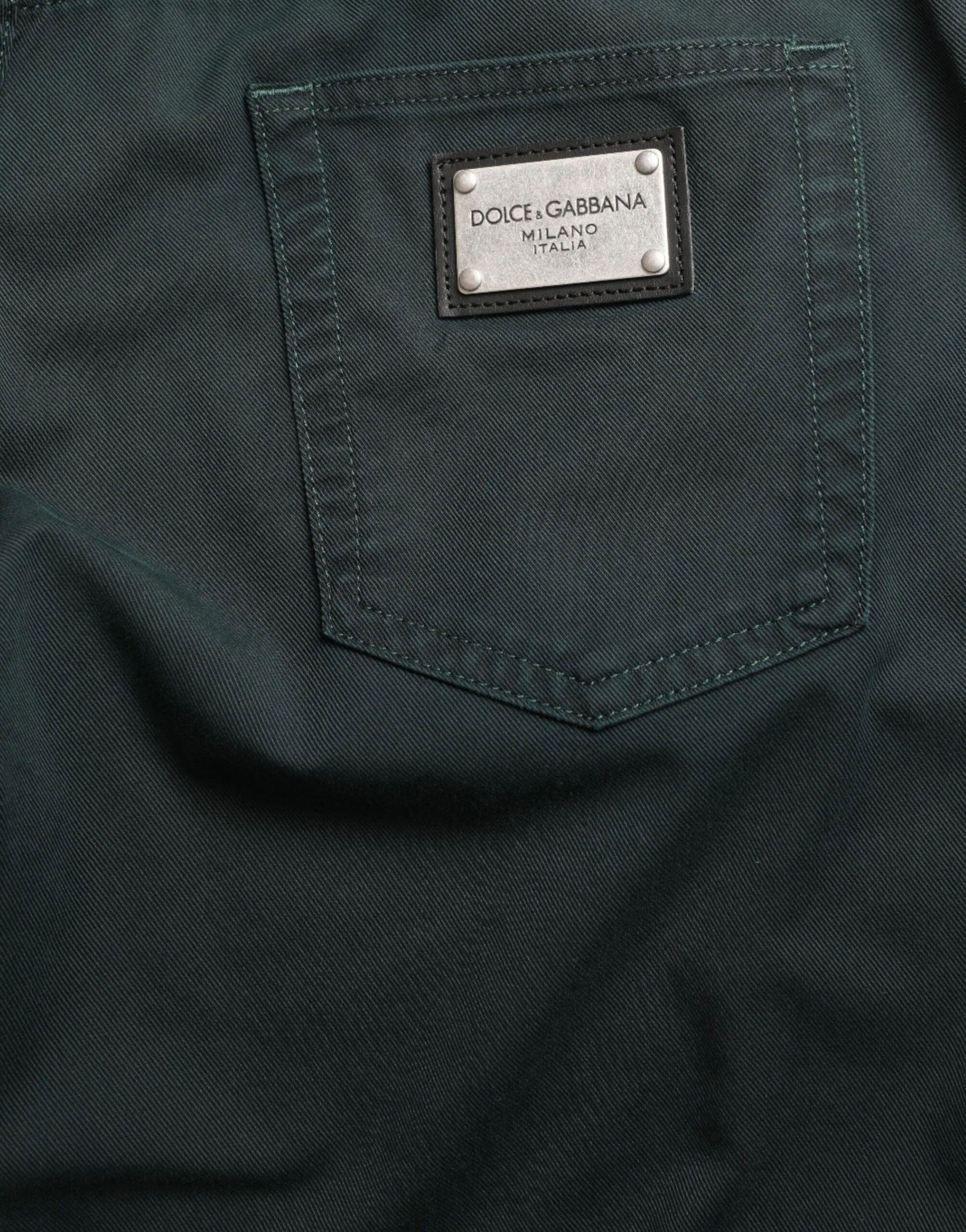Dolce & Gabbana Green Cotton Stretch Skinny Men Denim Jeans - Image 4