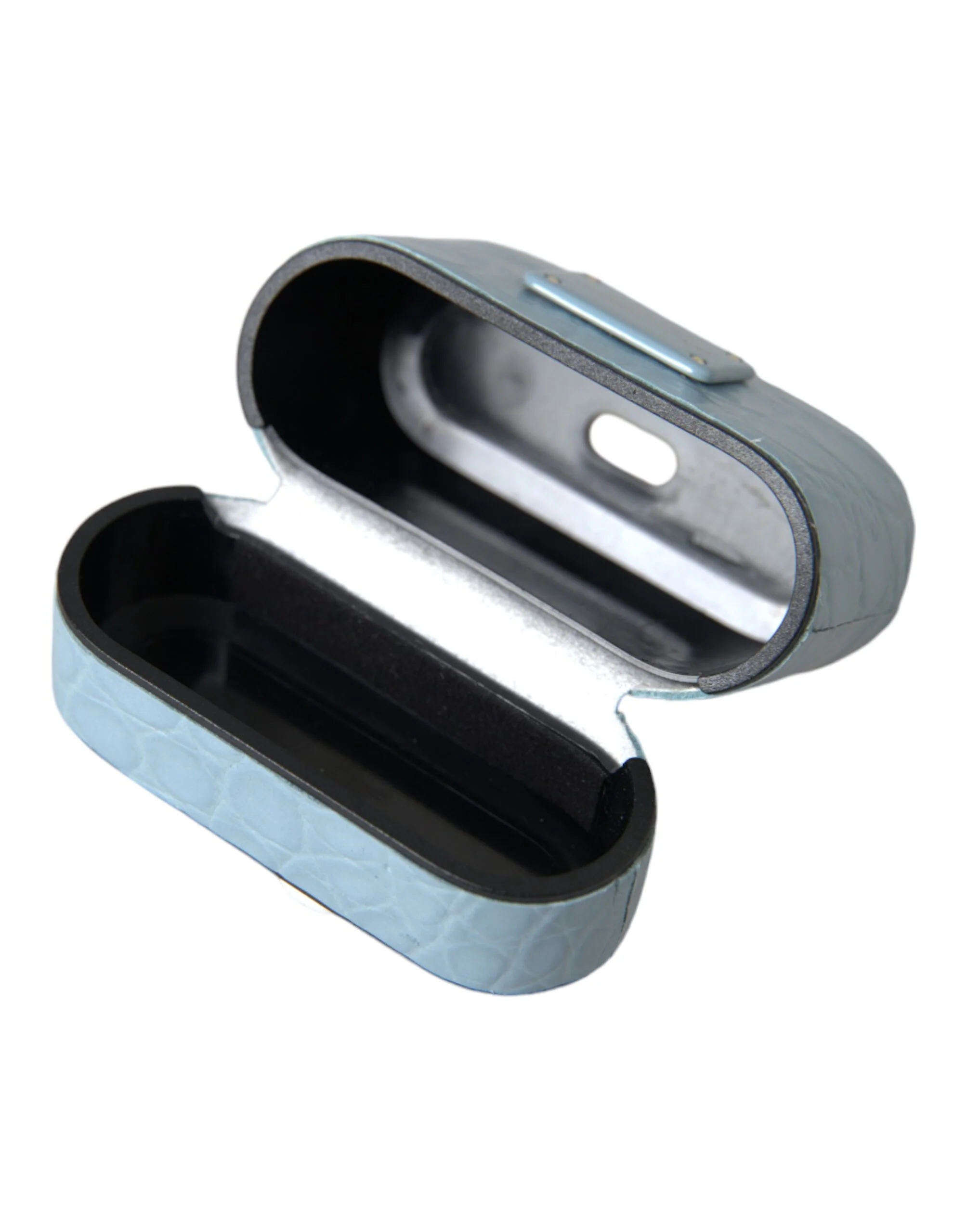 Dolce & Gabbana Light Blue Leather Metal Logo Plaque Airpods Case - Image 7