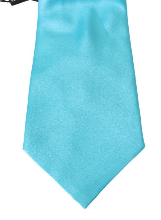 Dolce & Gabbana Light Blue Wide Mens Necktie Accessory 100% Silk Tie - Image 2