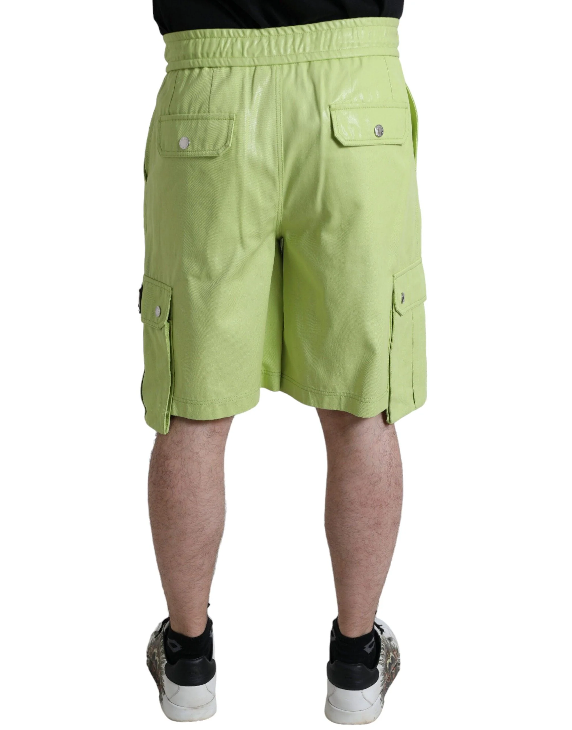 Dolce & Gabbana Light Green Cotton Men Cargo Bermuda Shorts - Image 2