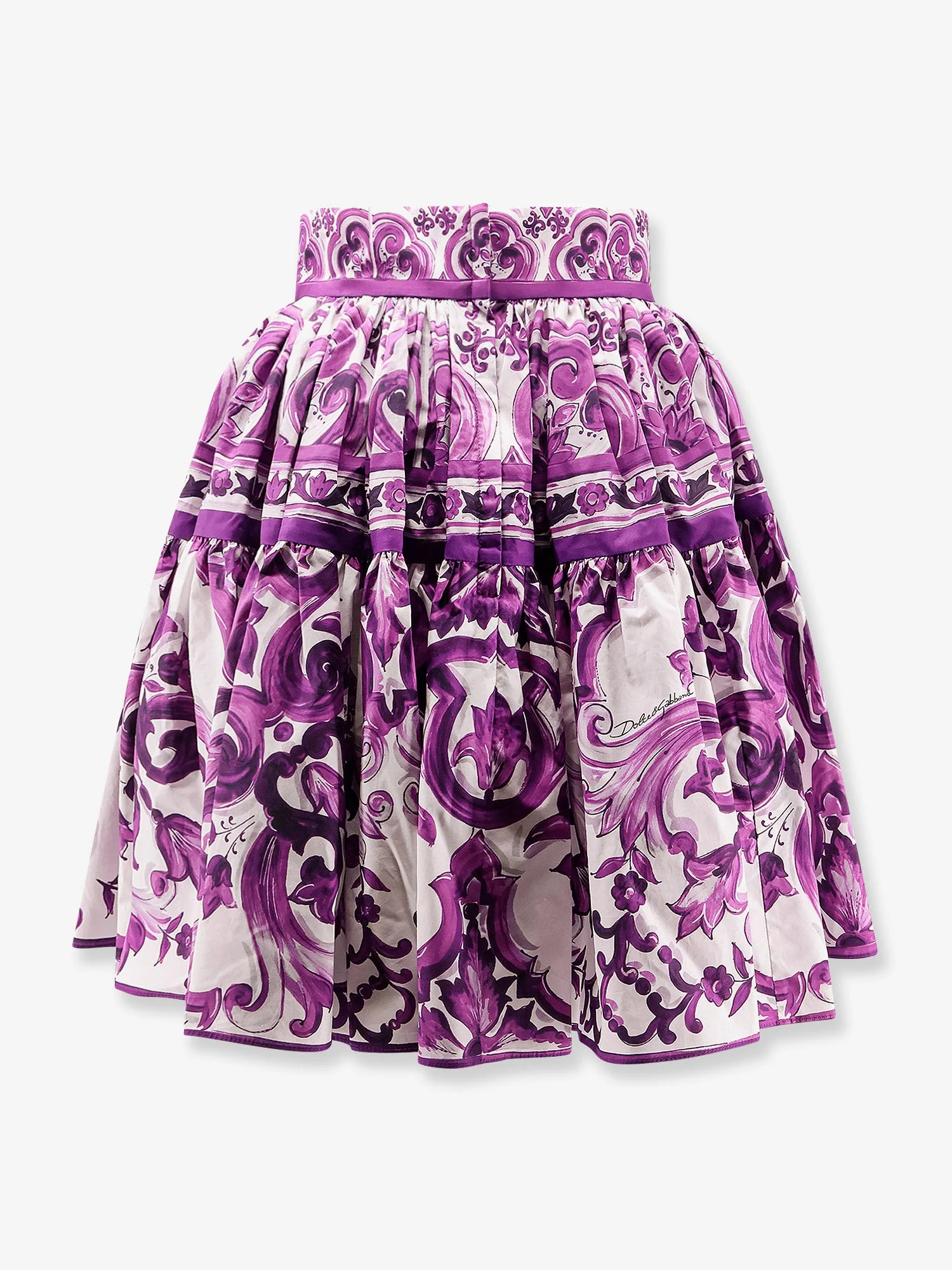 Dolce & Gabbana Maiolica Cotton Skirt With Ruffles - Image 4