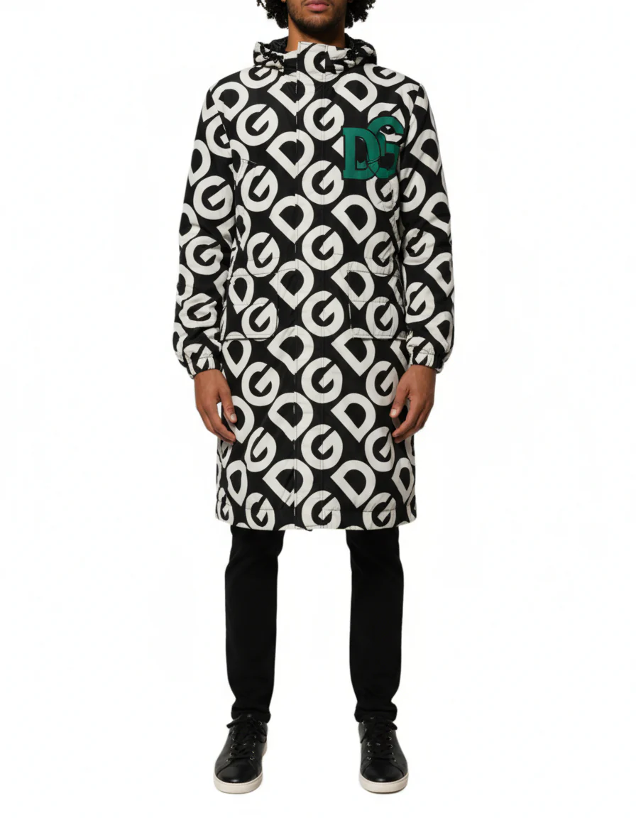Dolce & Gabbana DG Logo Print Hooded Long Jacket