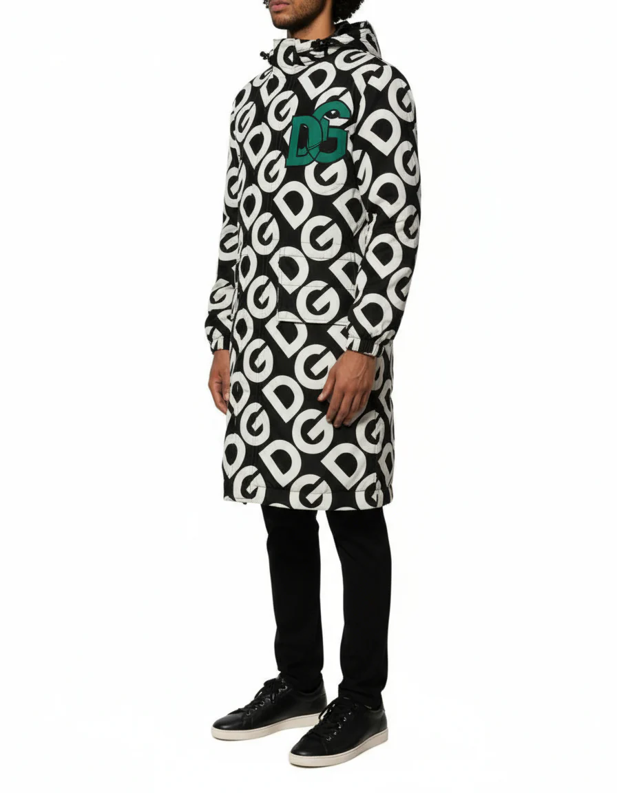 Dolce & Gabbana DG Logo Print Hooded Long Jacket - Image 2