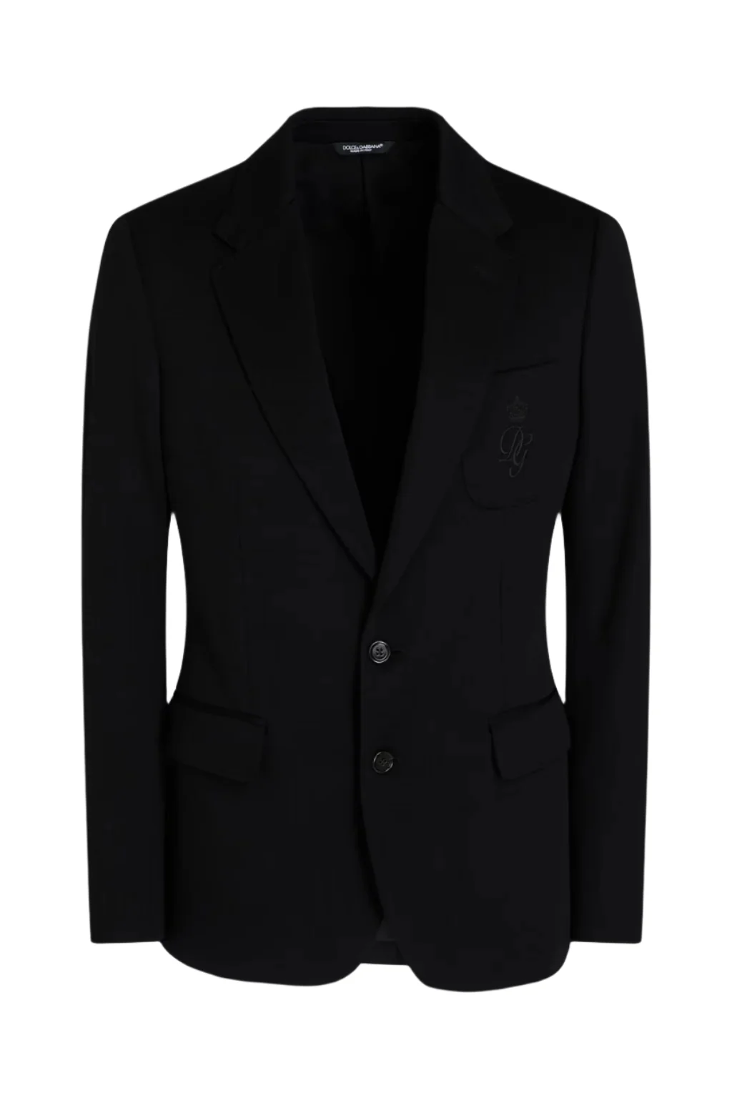 Dolce & Gabbana Men's Embroidered Logo Wool Blazer in Black