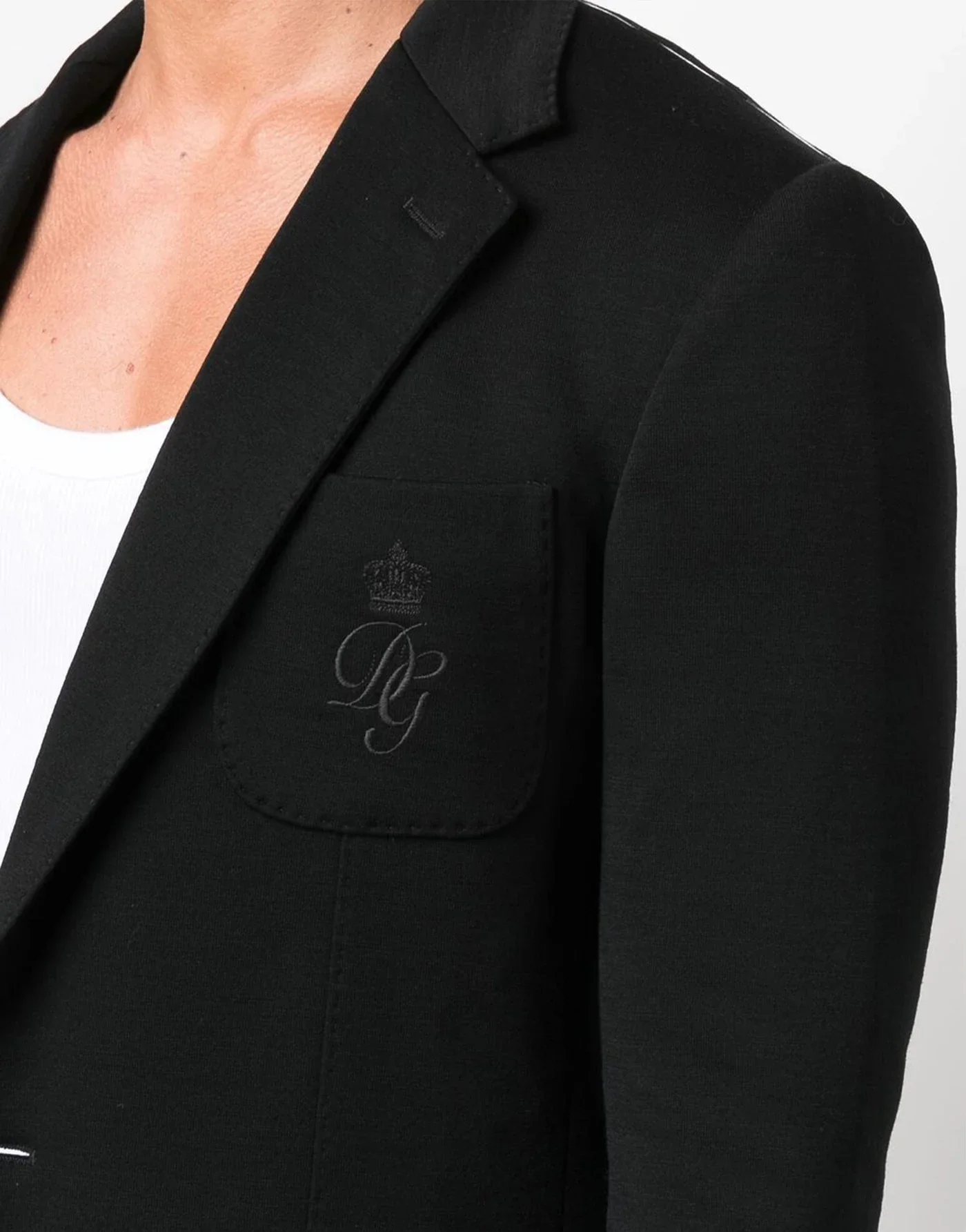 Dolce & Gabbana Men's Embroidered Logo Wool Blazer in Black - Image 4