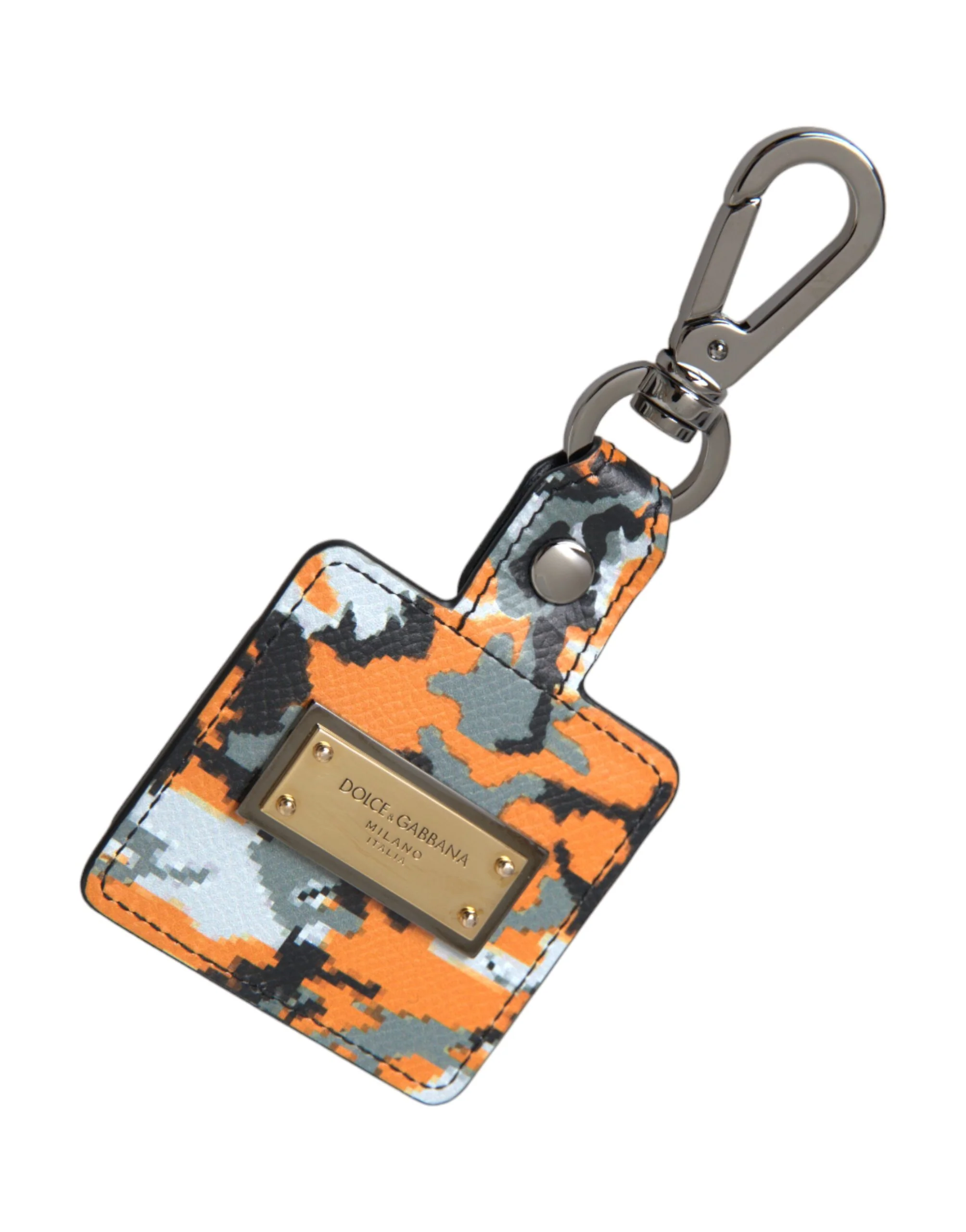 Dolce & Gabbana Multicolor Camouflage Print Leather Logo Metal Airpods Case - Image 2