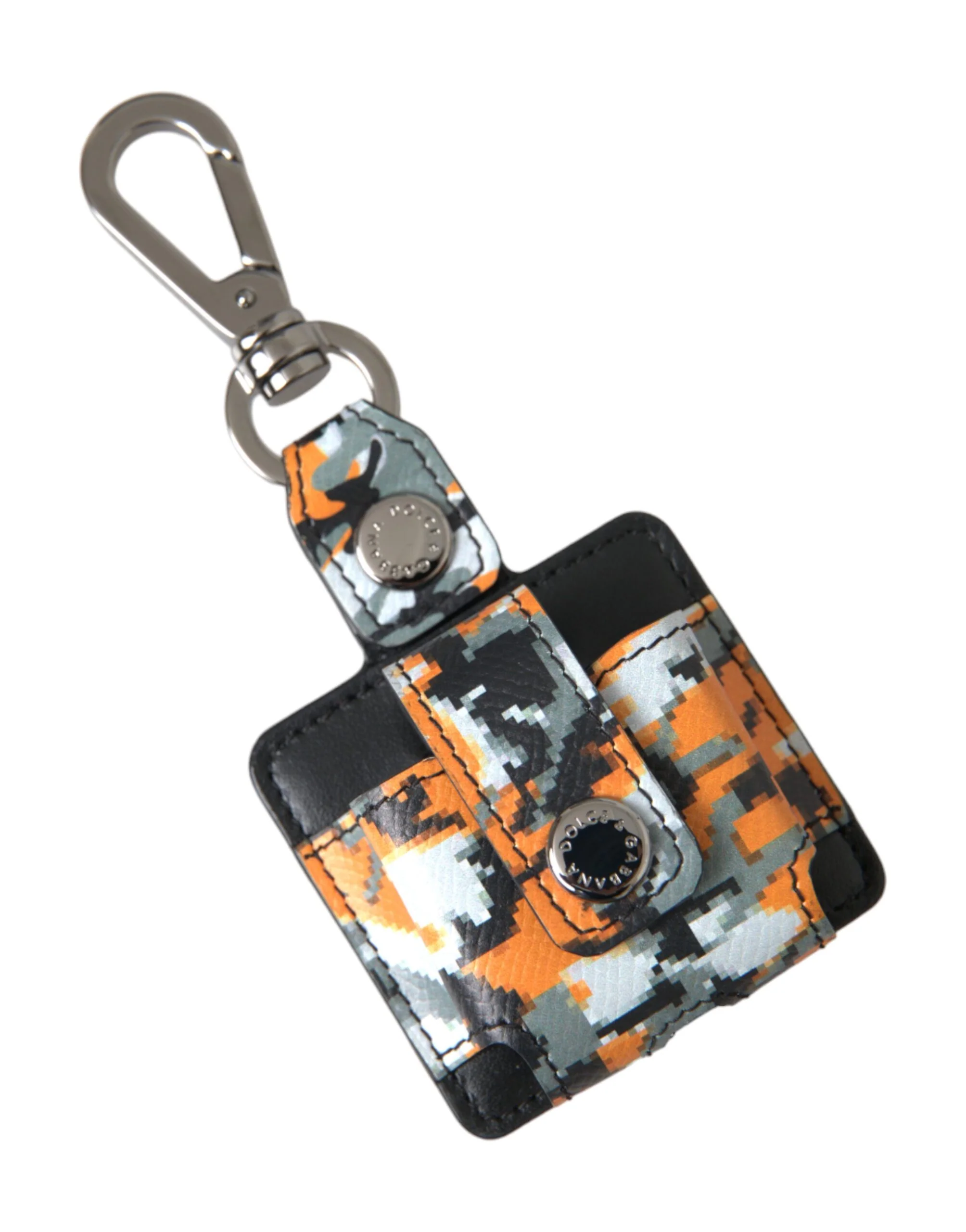 Dolce & Gabbana Multicolor Camouflage Print Leather Logo Metal Airpods Case - Image 3