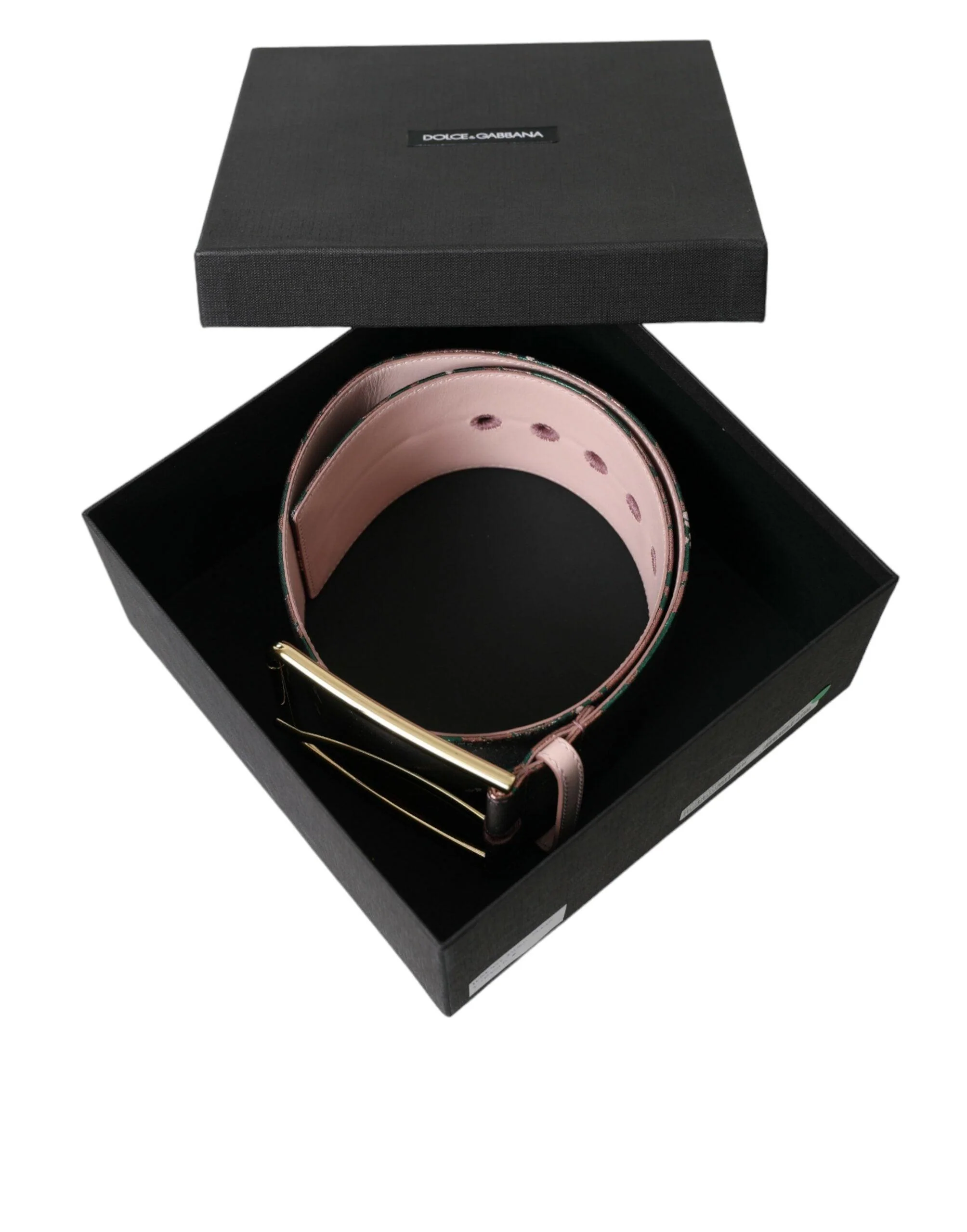 Dolce & Gabbana Multicolor Floral Jacquard Lurex Gold Buckle Belt - Image 6