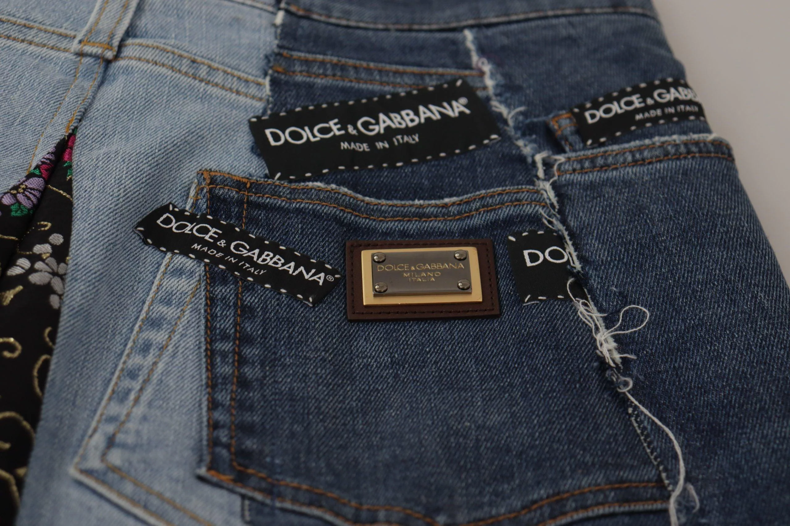 Dolce & Gabbana Multicolor Patchwork DG Fashion Wide Leg Denim Pant - Image 10