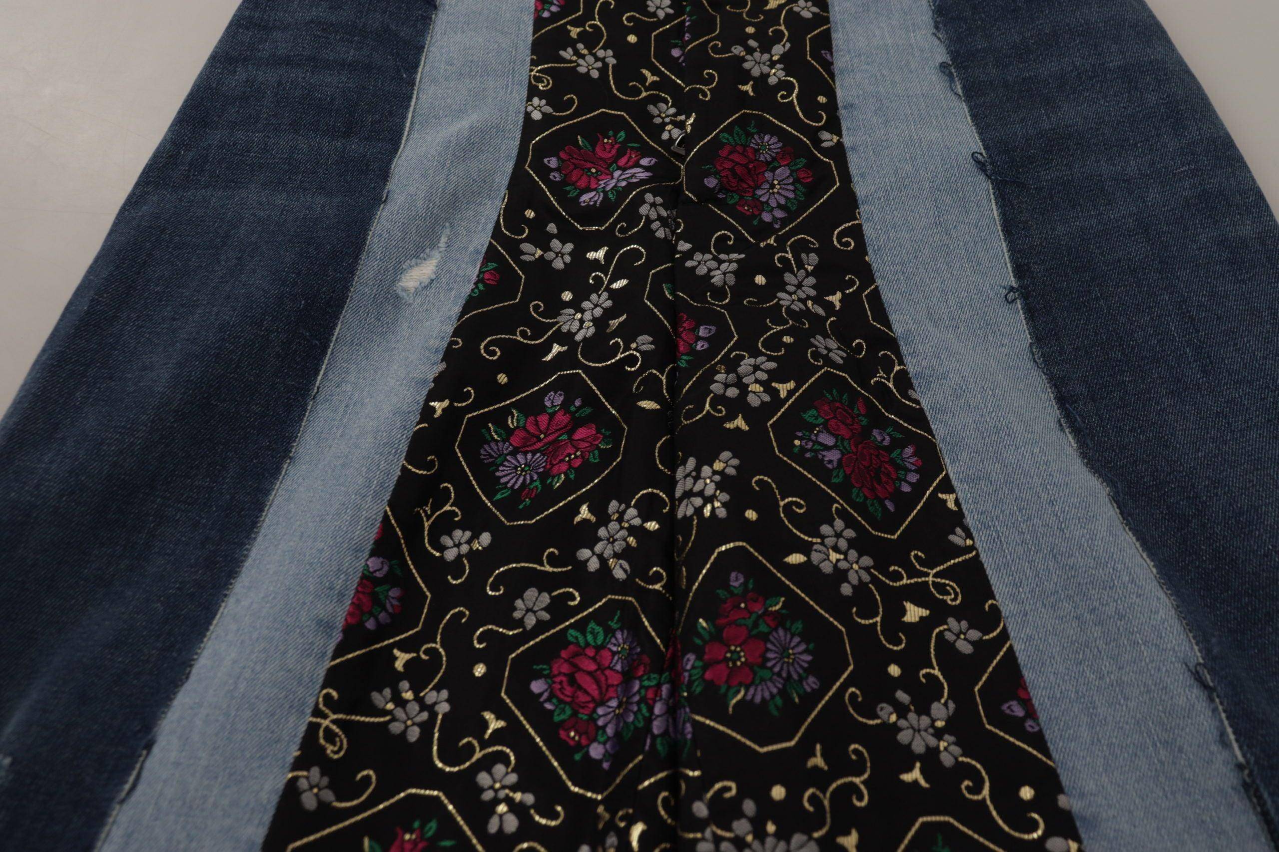 Dolce & Gabbana Multicolor Patchwork DG Fashion Wide Leg Denim Pant - Image 11