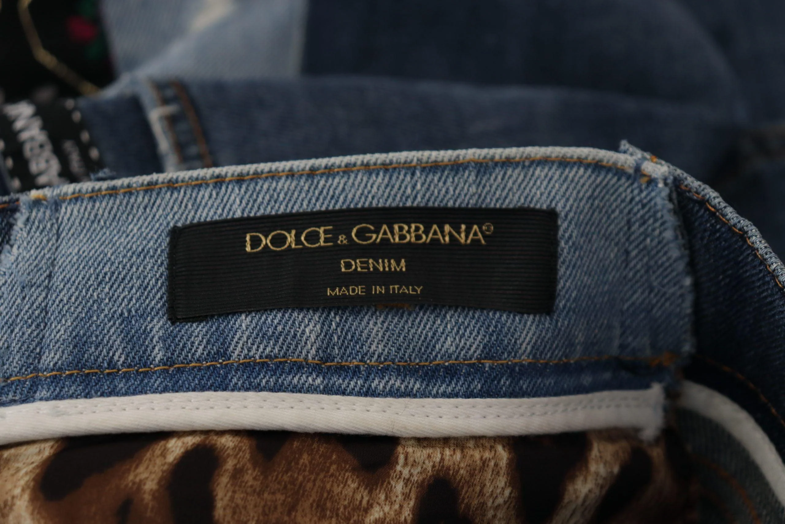 Dolce & Gabbana Multicolor Patchwork DG Fashion Wide Leg Denim Pant - Image 12
