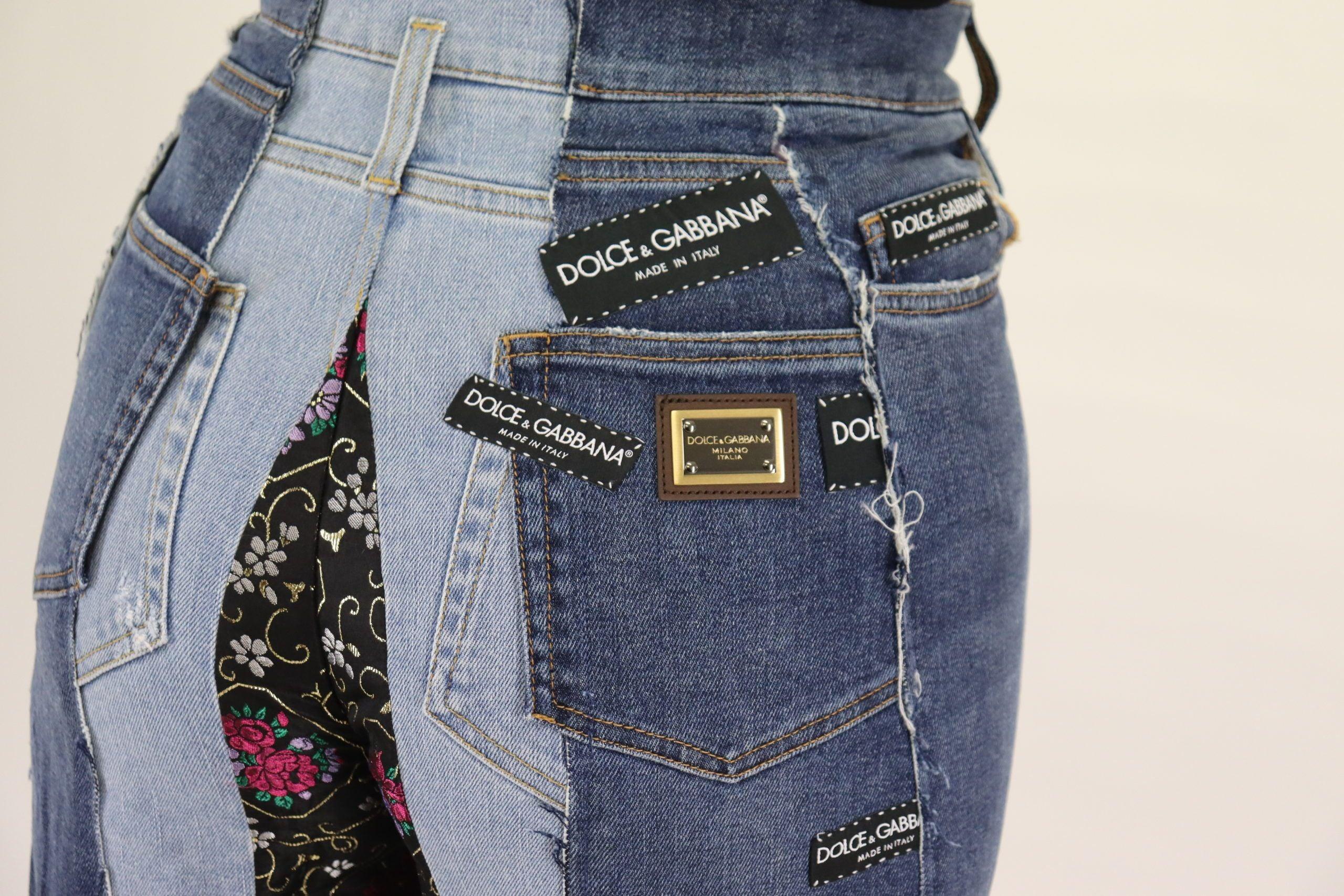Dolce & Gabbana Multicolor Patchwork DG Fashion Wide Leg Denim Pant - Image 5