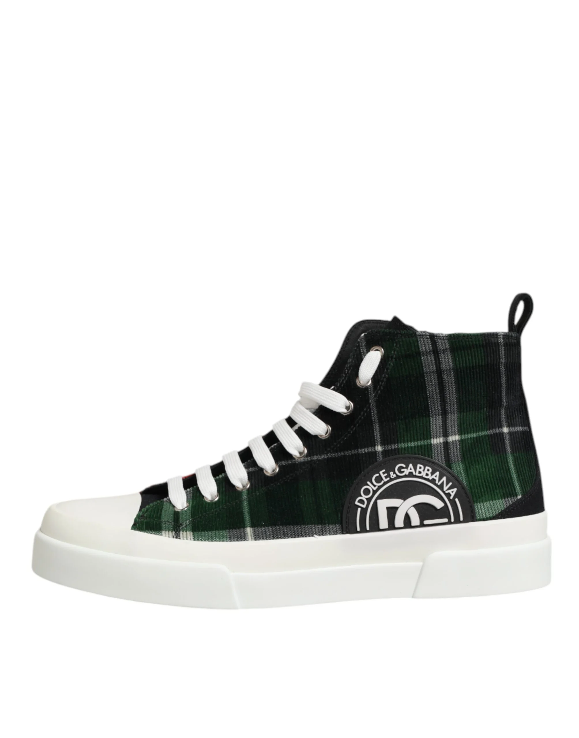 Dolce & Gabbana Multicolor Plaid Cotton High-Top Sneakers - Image 3